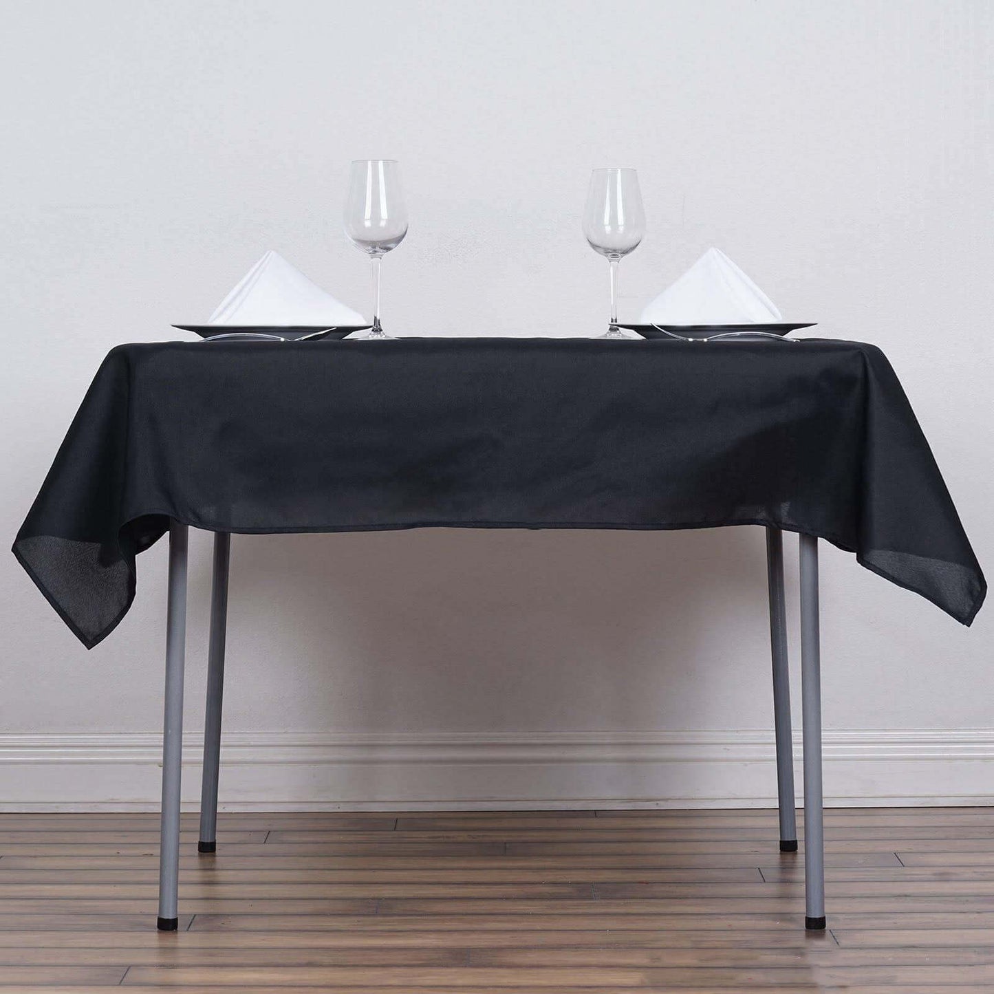 Polyester Square 54"x54" Tablecloth Black - Wrinkle - Resistant & Durable Table Cover for Events - Linen Luxes