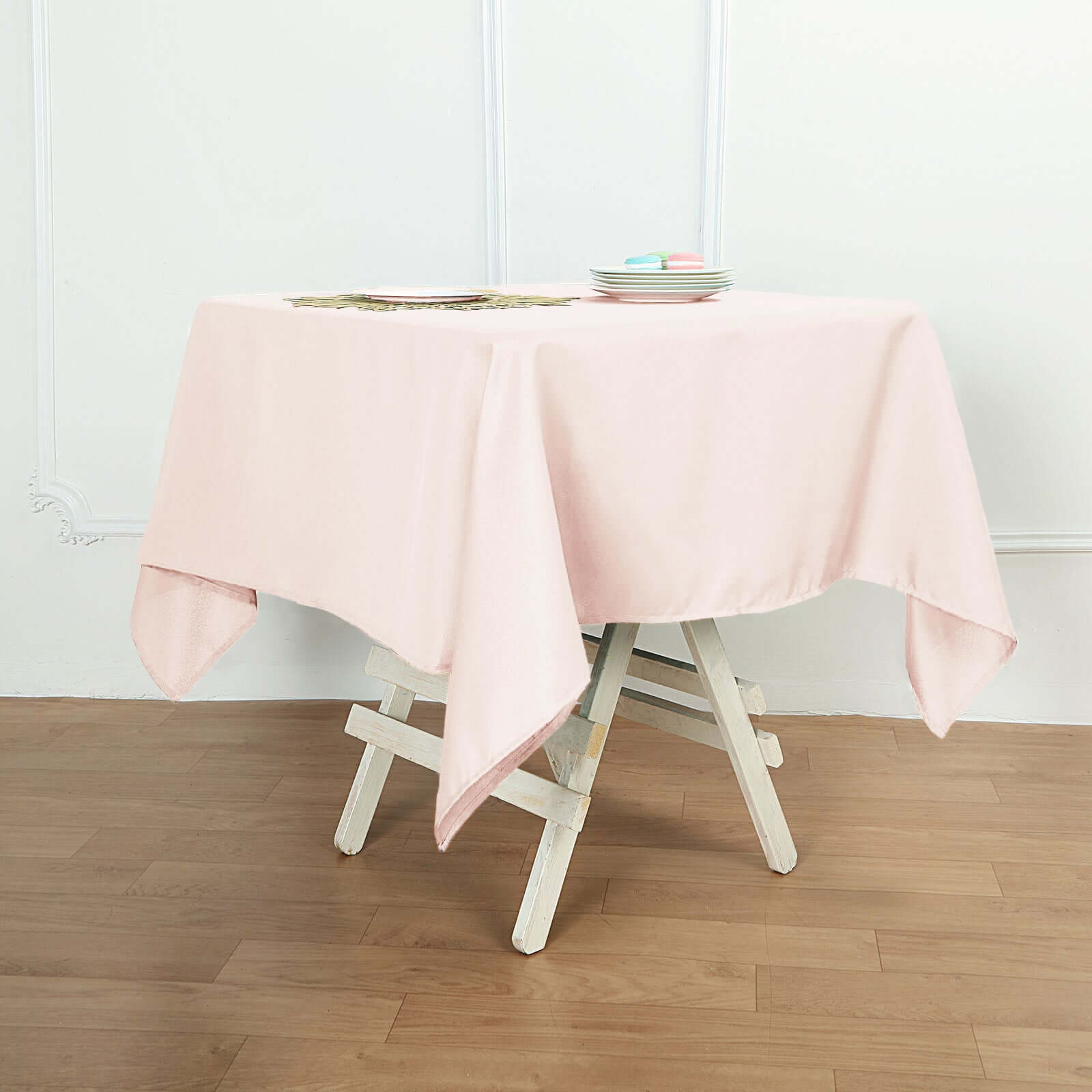 Polyester Square 54"x54" Tablecloth Blush - Wrinkle - Resistant & Durable Table Cover - Linen Luxes