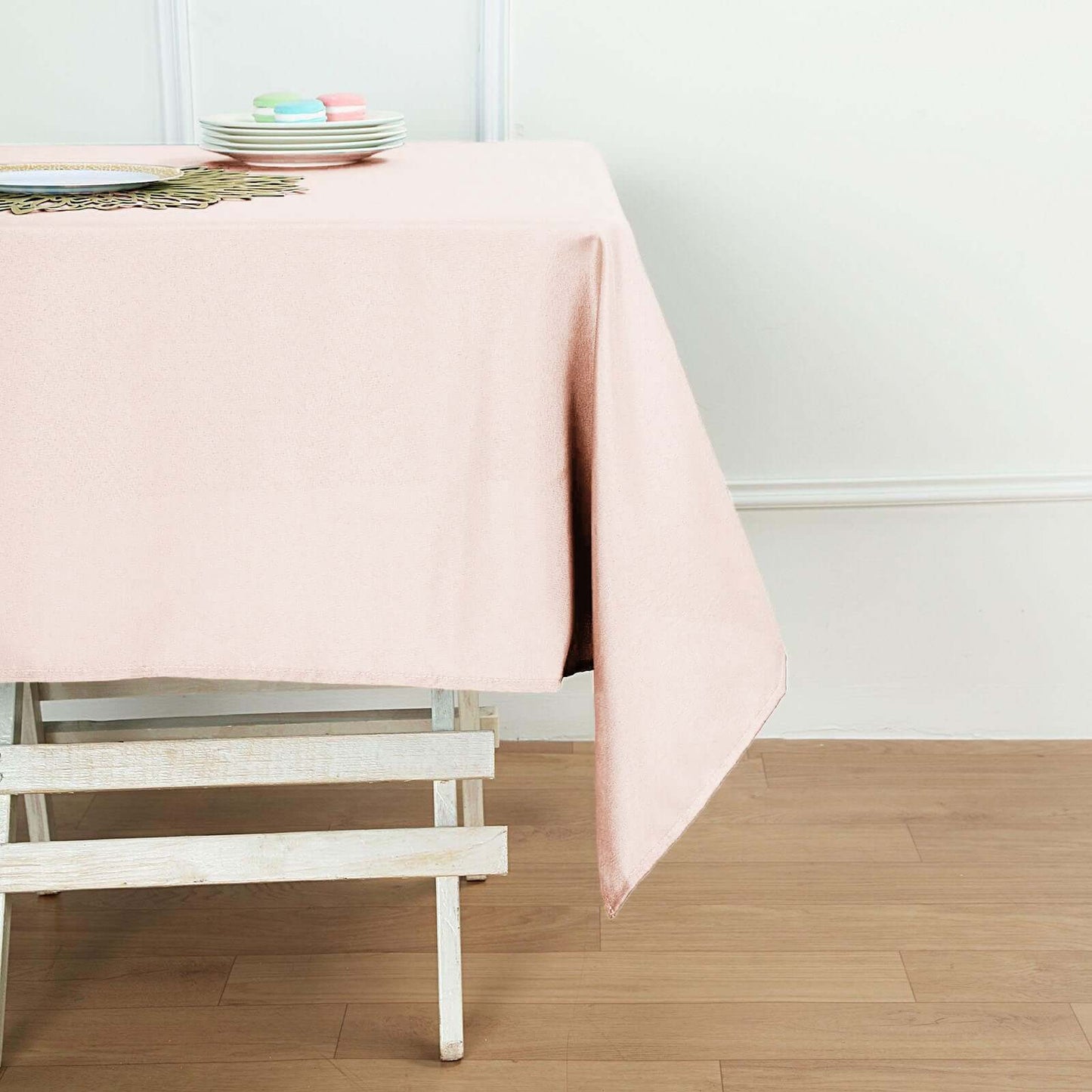 Polyester Square 54"x54" Tablecloth Blush - Wrinkle - Resistant & Durable Table Cover - Linen Luxes