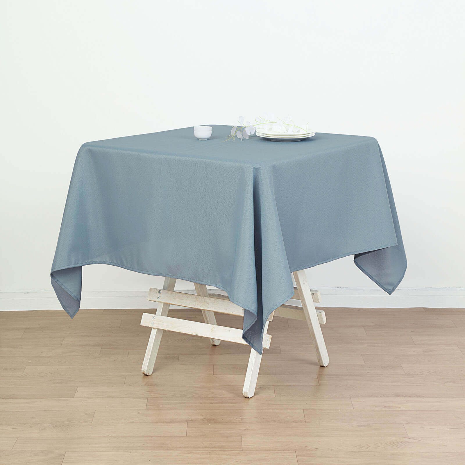 Polyester Square 54"x54" Tablecloth Dusty Blue - Wrinkle - Resistant & Durable Table Cover - Linen Luxes