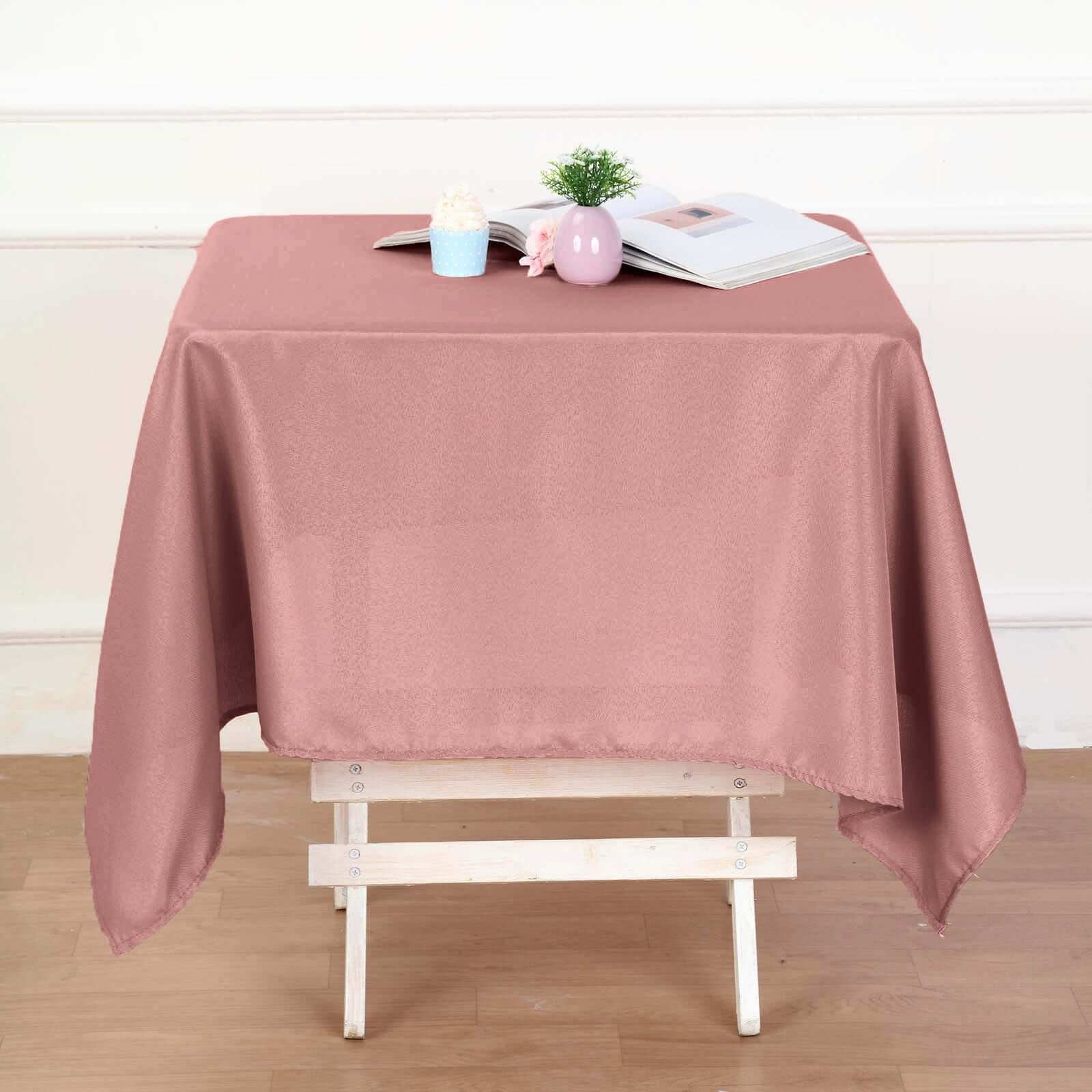 Polyester Square 54"x54" Tablecloth Dusty Rose - Wrinkle - Resistant & Durable Table Cover - Linen Luxes