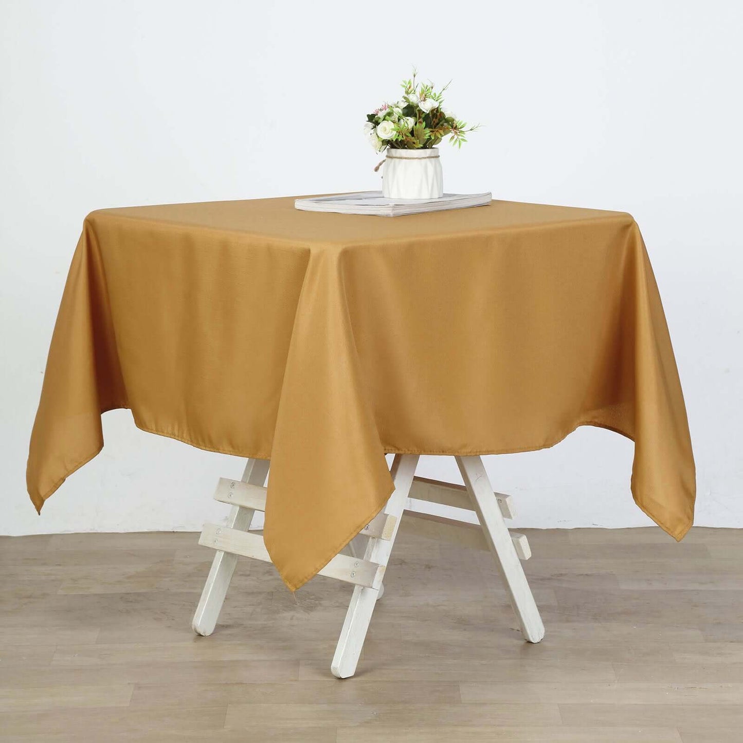 Polyester Square 54"x54" Tablecloth Gold - Wrinkle - Resistant & Durable Table Cover for Events - Linen Luxes