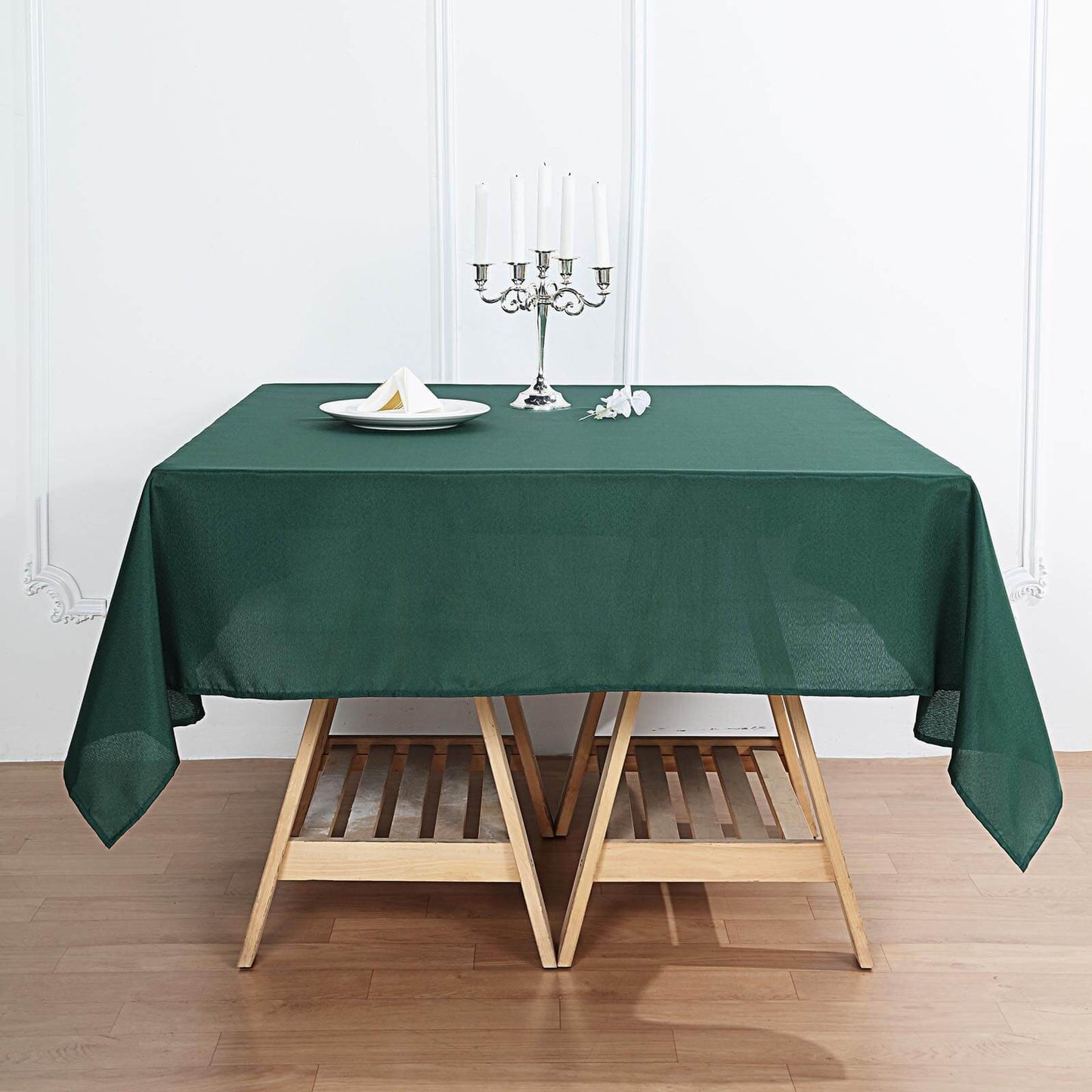 Polyester Square 54"x54" Tablecloth Hunter Emerald Green - Wrinkle - Resistant & Durable Table Cover - Linen Luxes