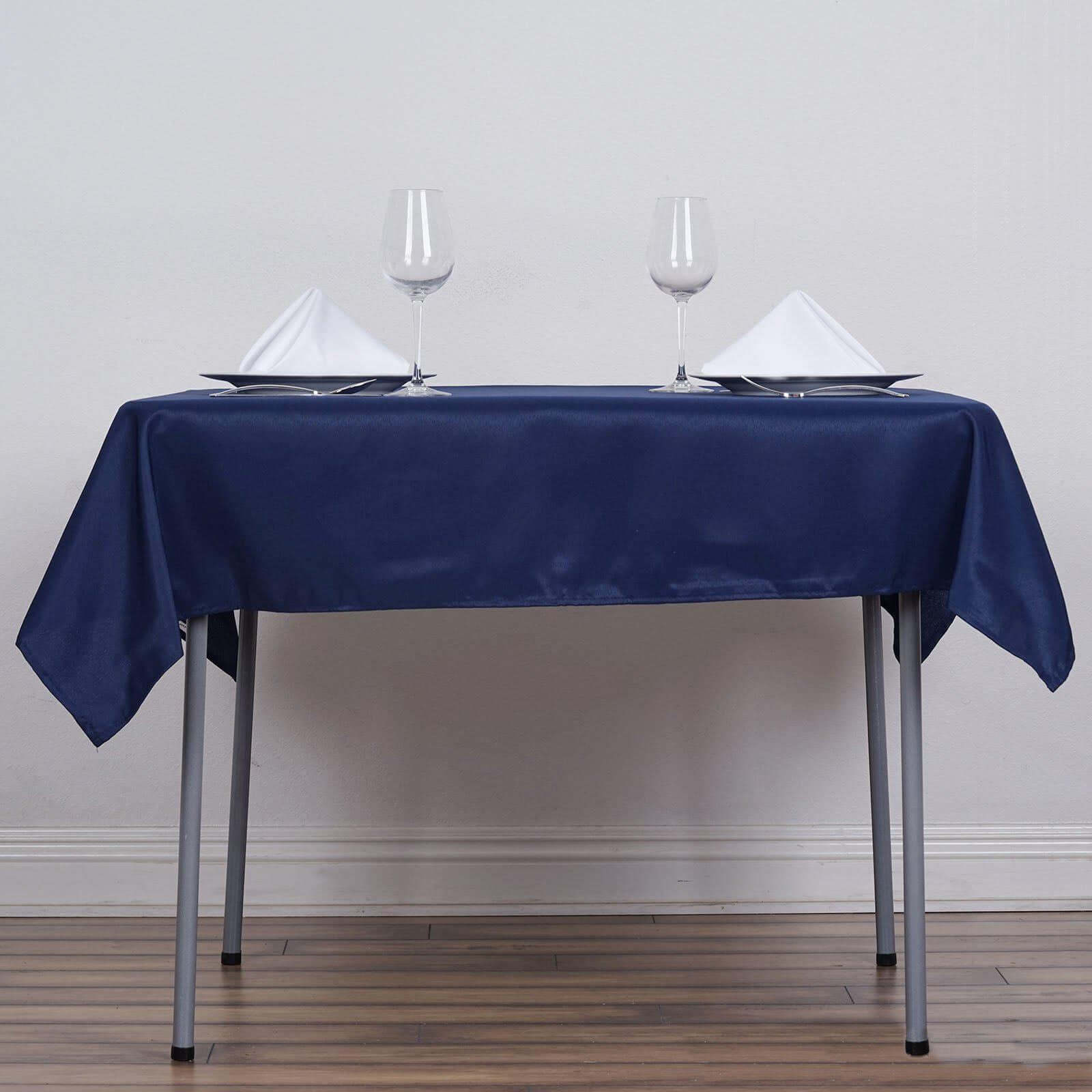 Polyester Square 54"x54" Tablecloth Navy Blue - Wrinkle - Resistant & Durable Table Cover - Linen Luxes