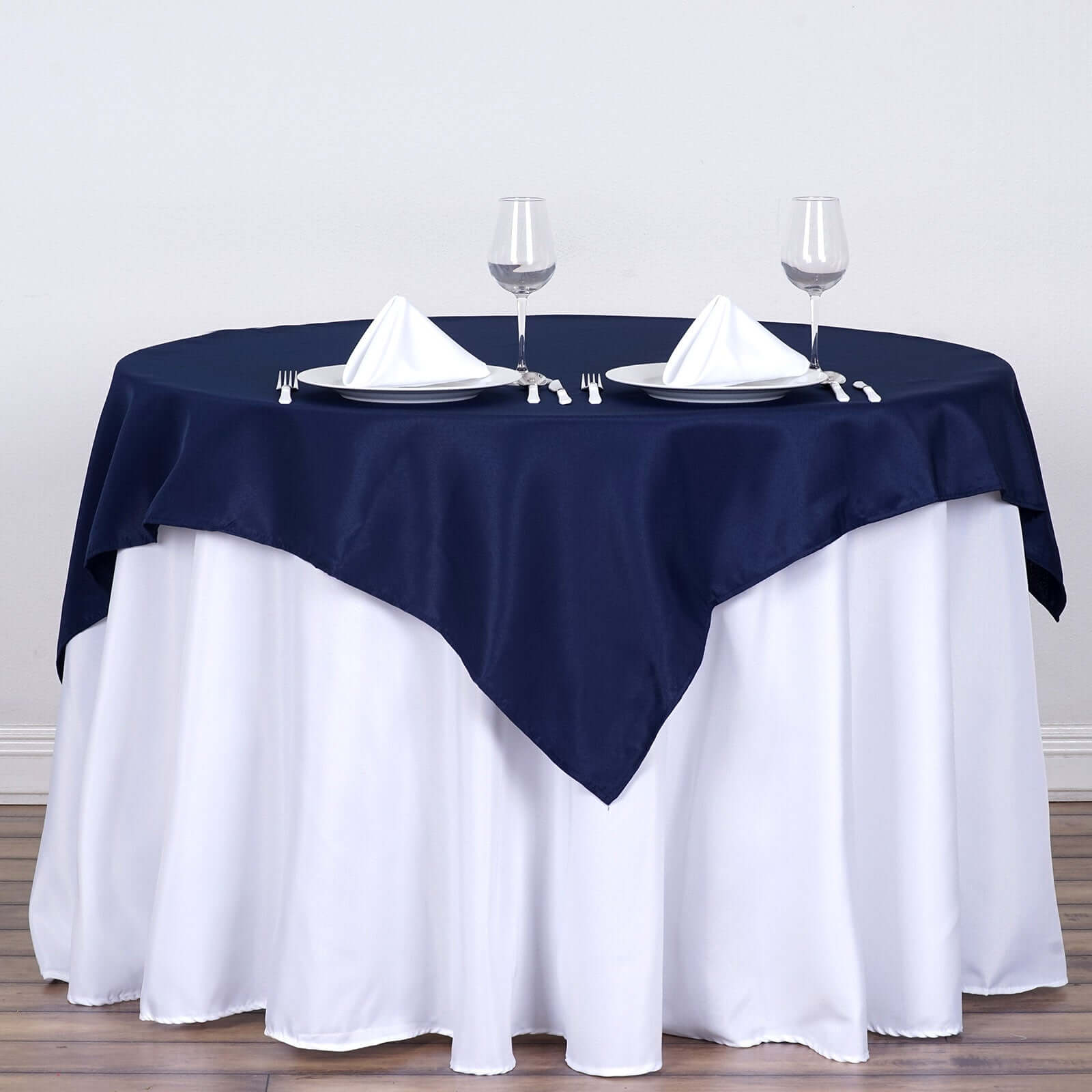 Polyester Square 54"x54" Tablecloth Navy Blue - Wrinkle - Resistant & Durable Table Cover - Linen Luxes