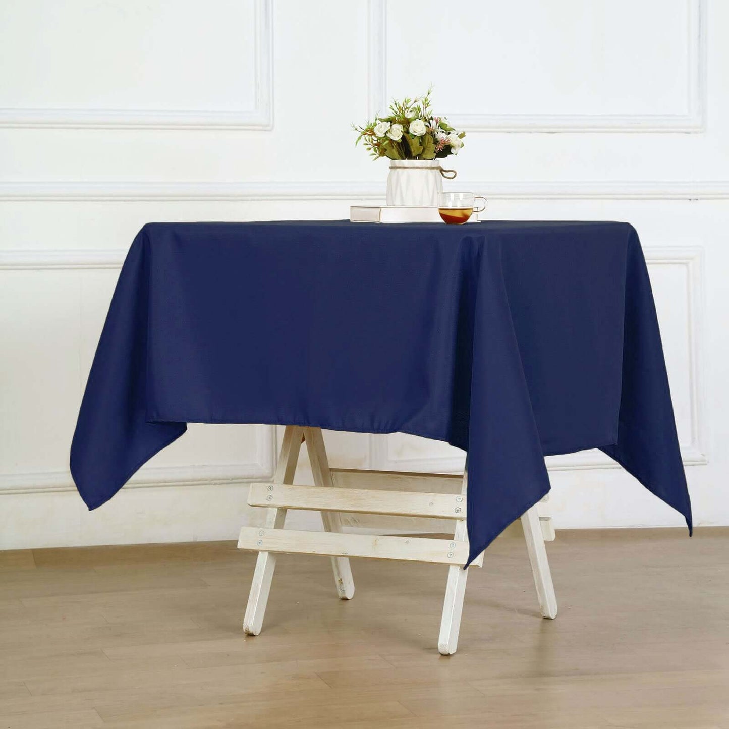 Polyester Square 54"x54" Tablecloth Navy Blue - Wrinkle - Resistant & Durable Table Cover - Linen Luxes