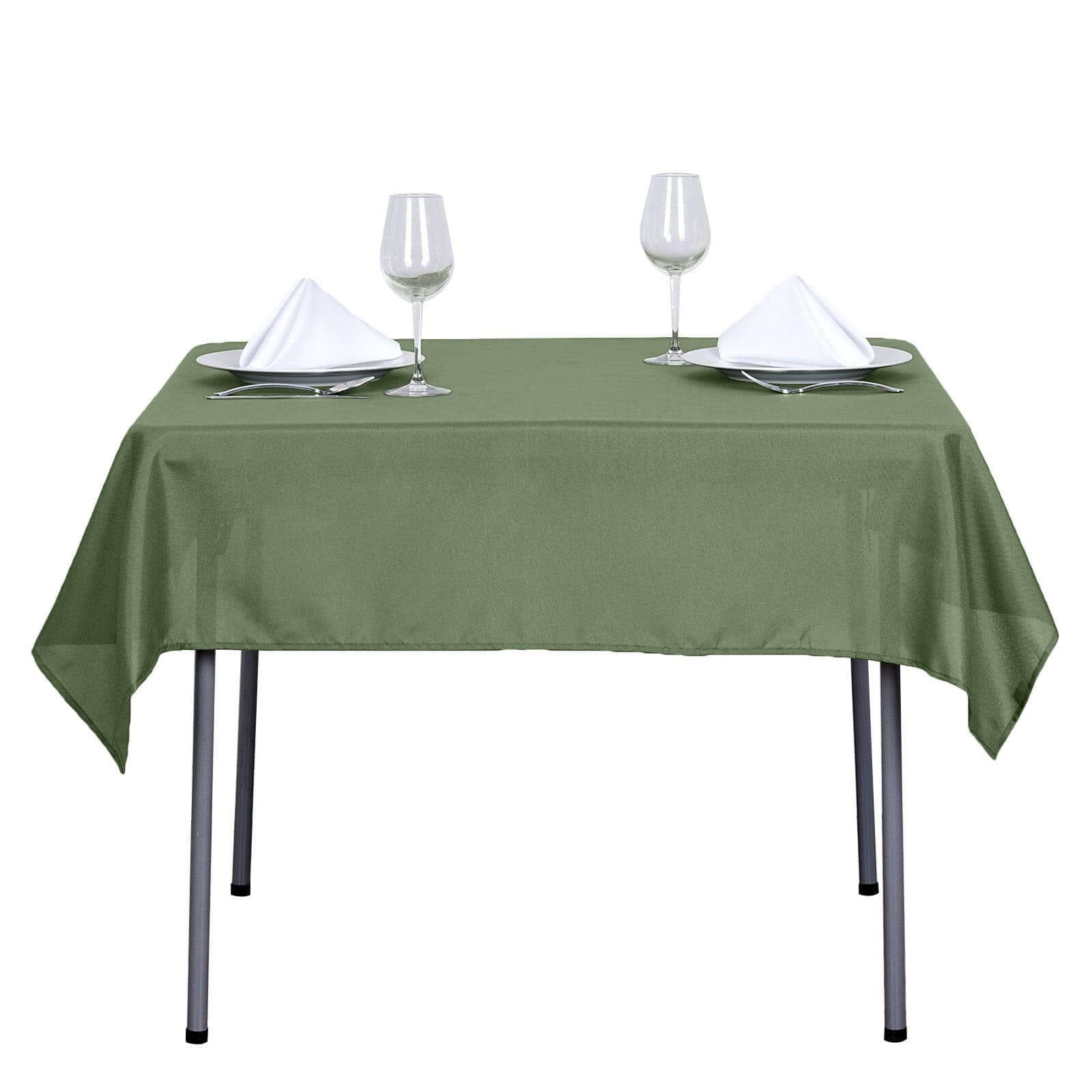 Polyester Square 54"x54" Tablecloth Olive Green - Wrinkle - Resistant & Durable Table Cover - Linen Luxes