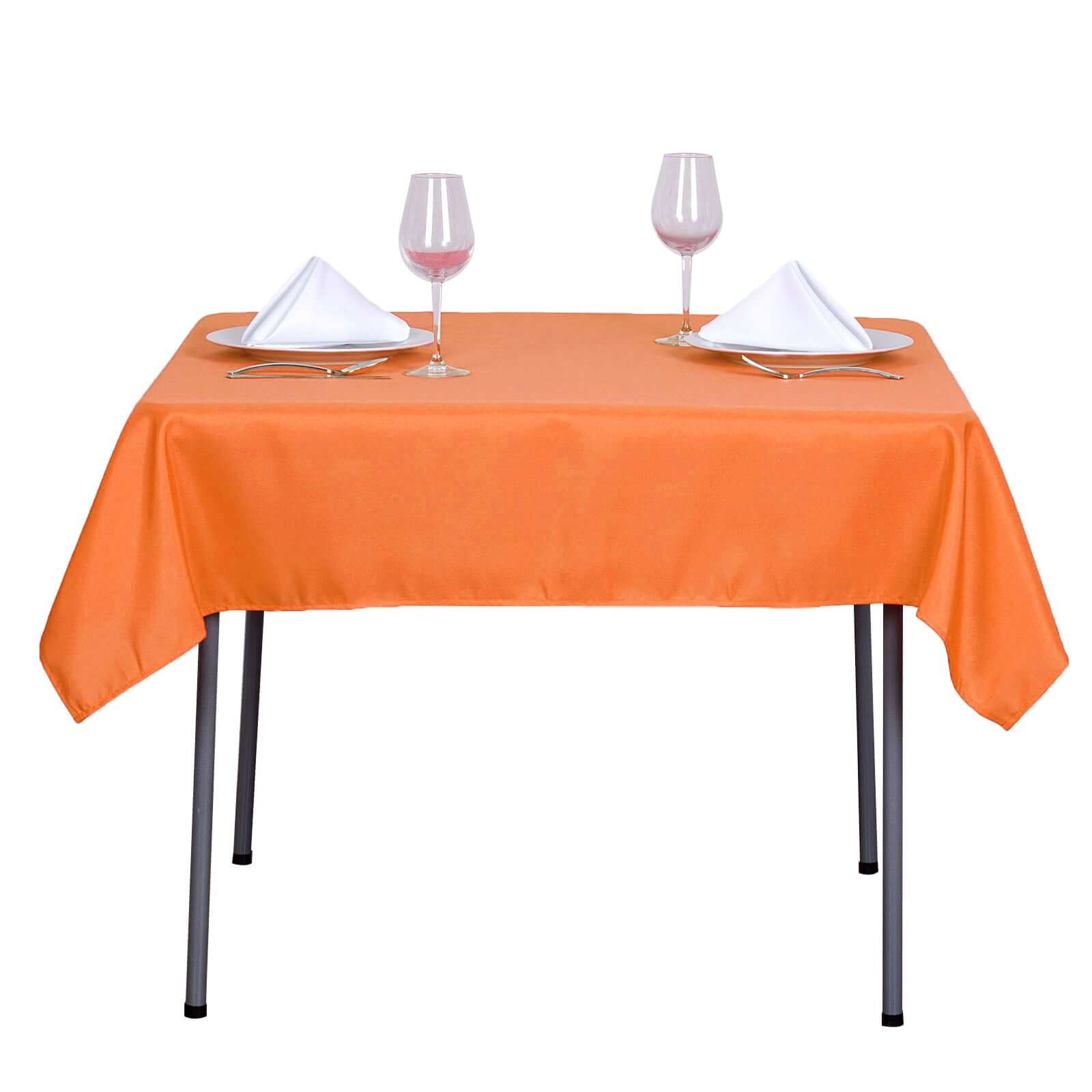 Polyester Square 54"x54" Tablecloth Orange - Wrinkle - Resistant & Durable Table Cover - Linen Luxes