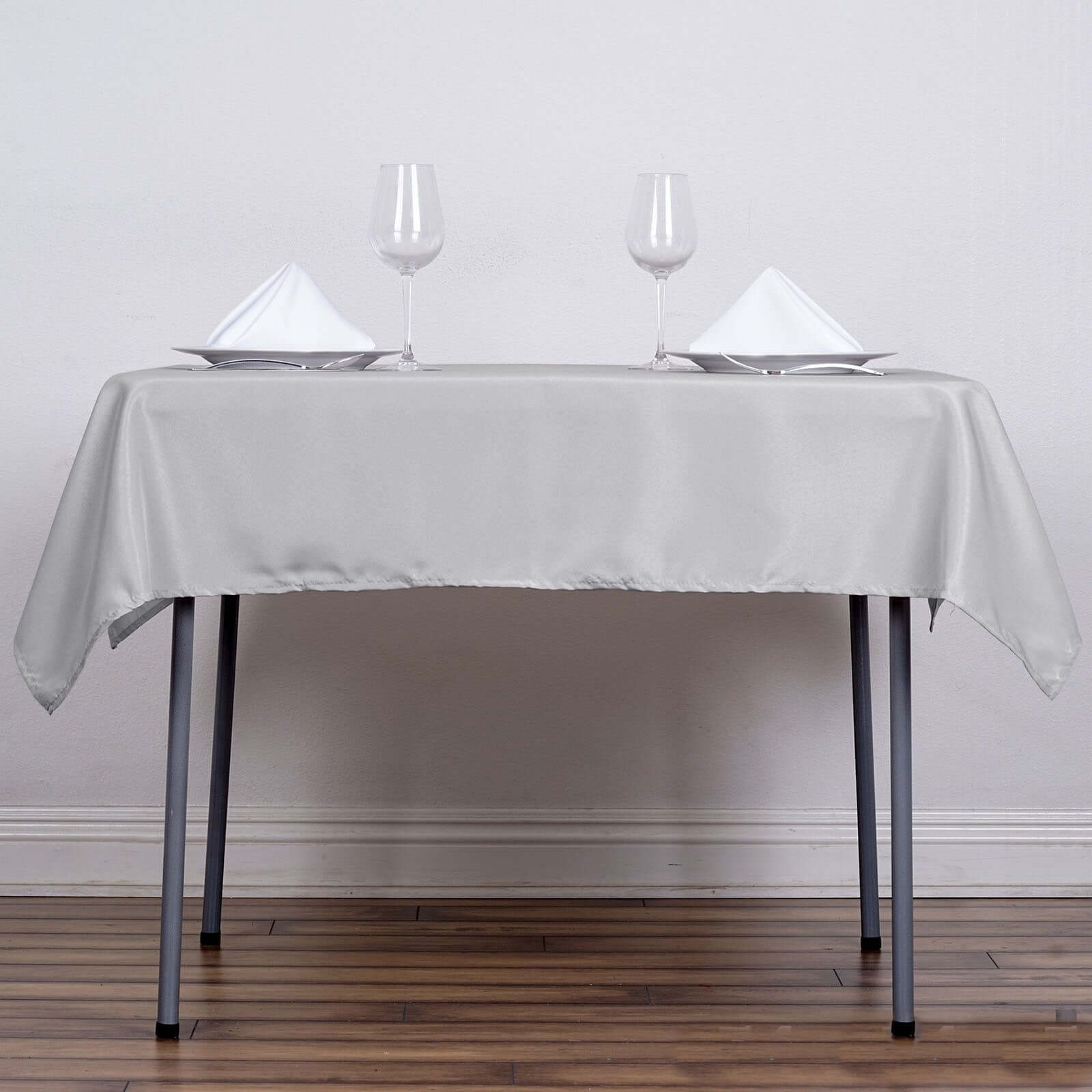 Polyester Square 54"x54" Tablecloth Silver - Wrinkle - Resistant & Durable Table Cover - Linen Luxes