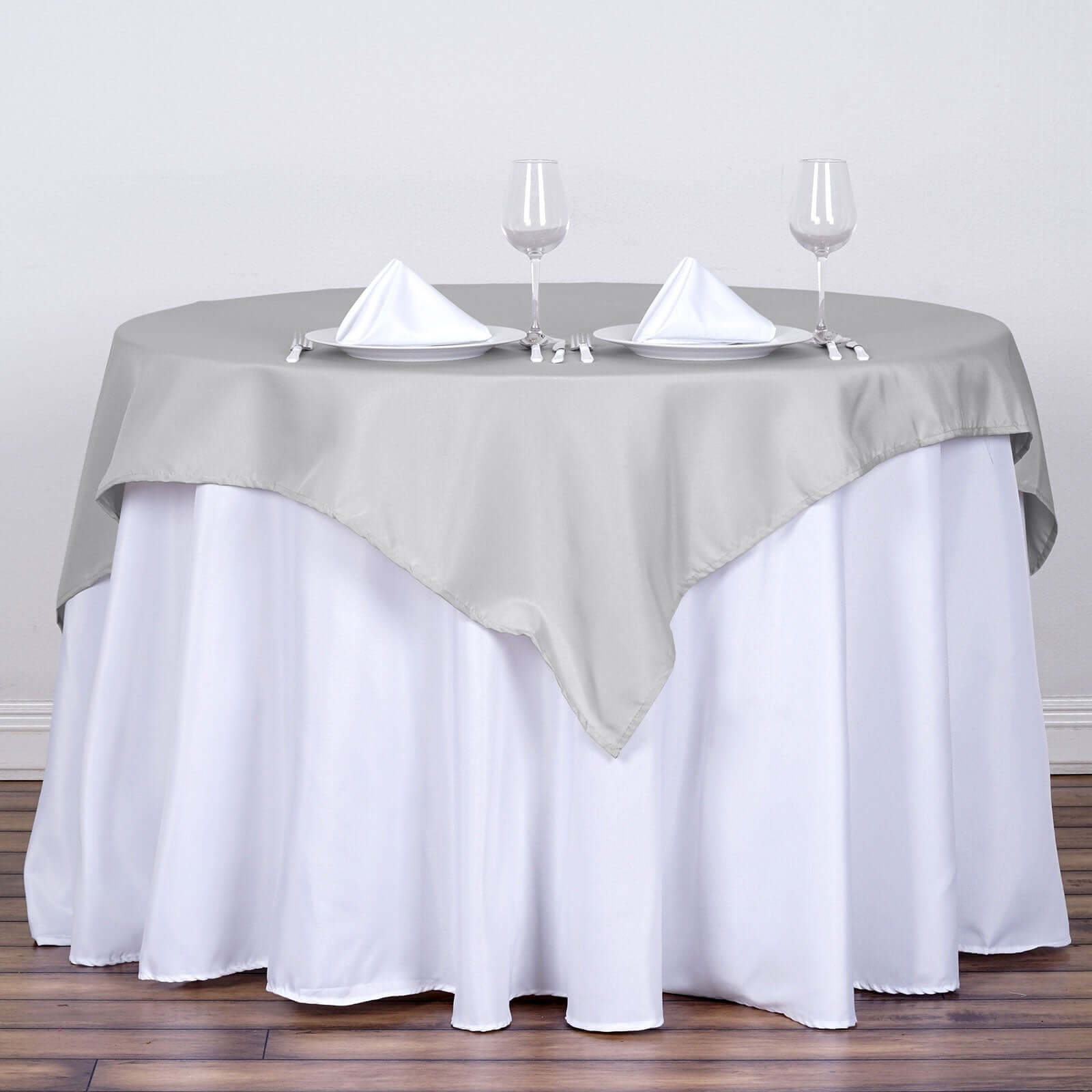 Polyester Square 54"x54" Tablecloth Silver - Wrinkle - Resistant & Durable Table Cover - Linen Luxes