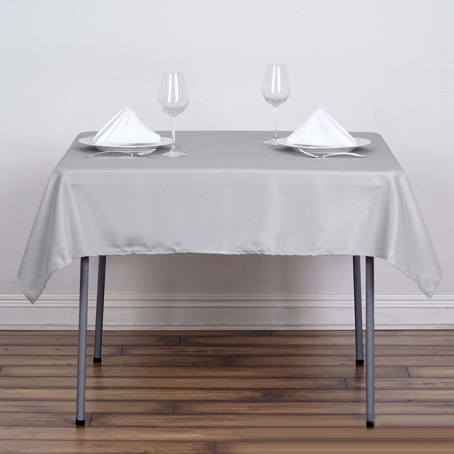 Polyester Square 54"x54" Tablecloth Silver - Wrinkle - Resistant & Durable Table Cover - Linen Luxes