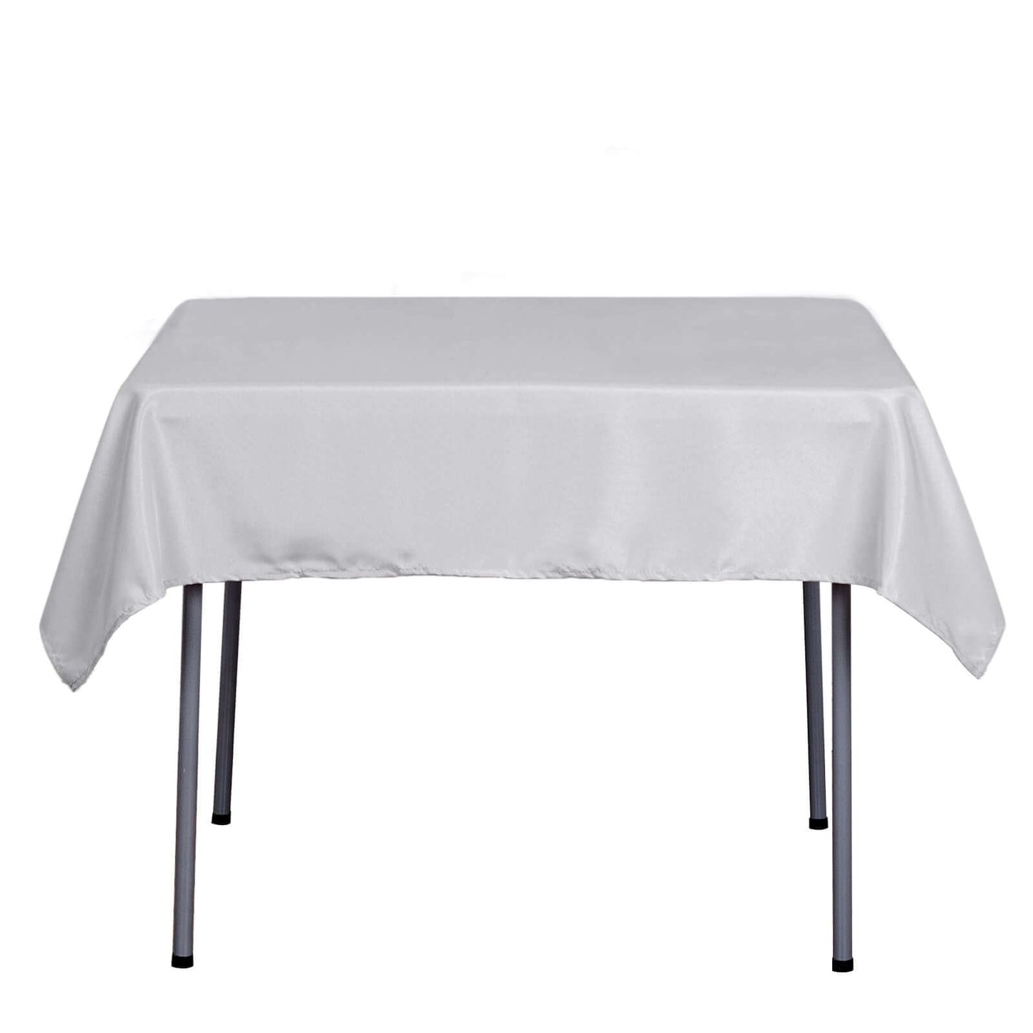 Polyester Square 54"x54" Tablecloth Silver - Wrinkle - Resistant & Durable Table Cover - Linen Luxes