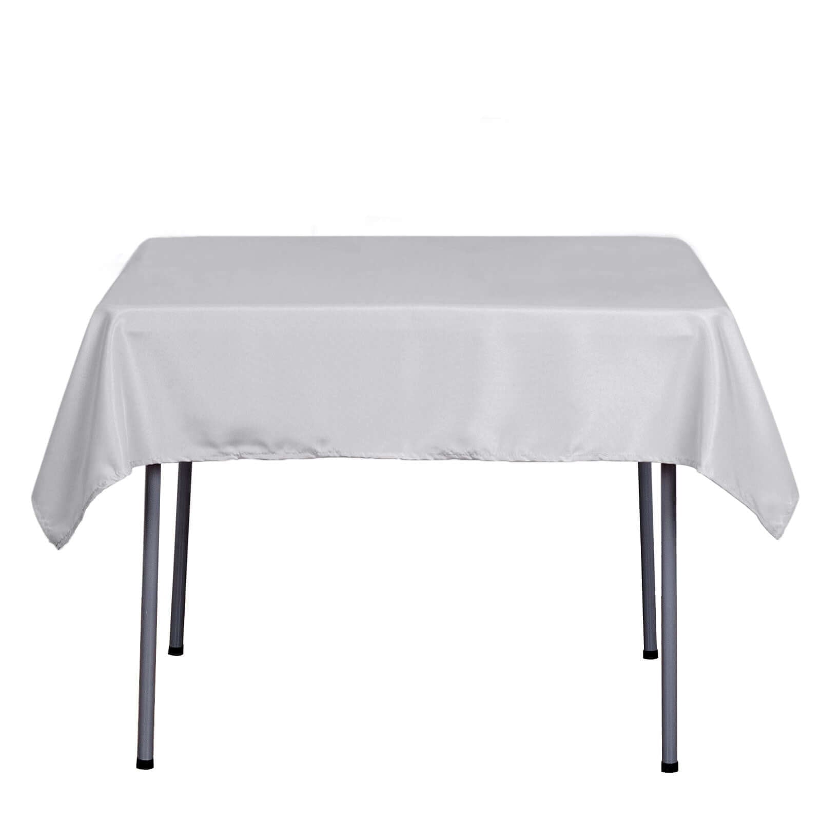 Polyester Square 54"x54" Tablecloth Silver - Wrinkle - Resistant & Durable Table Cover - Linen Luxes