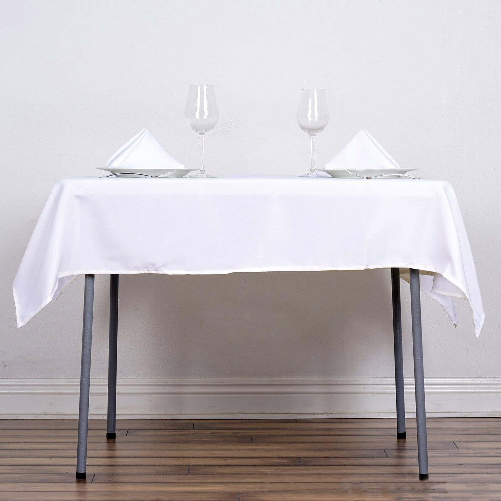 Polyester Square 54"x54" Tablecloth White - Wrinkle - Resistant & Durable Table Cover for Events - Linen Luxes