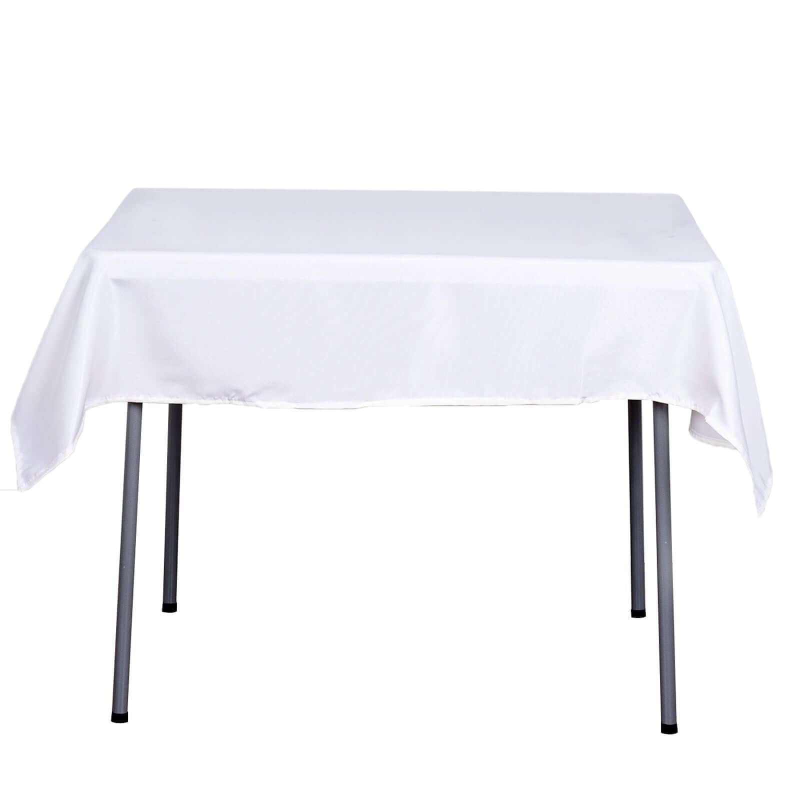 Polyester Square 54"x54" Tablecloth White - Wrinkle - Resistant & Durable Table Cover for Events - Linen Luxes
