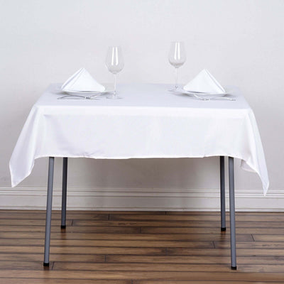 Polyester Square 54"x54" Tablecloth White - Wrinkle - Resistant & Durable Table Cover for Events - Linen Luxes