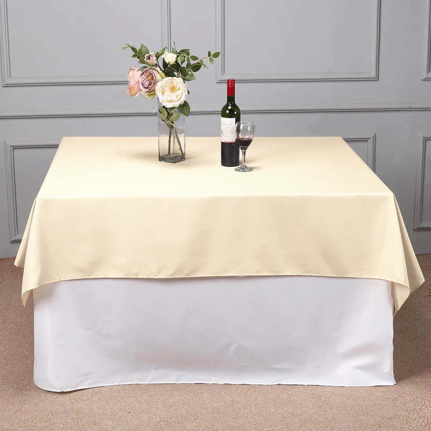 Polyester Square 70"x70" Tablecloth Beige - Wrinkle - Resistant & Durable Table Cover - Linen Luxes
