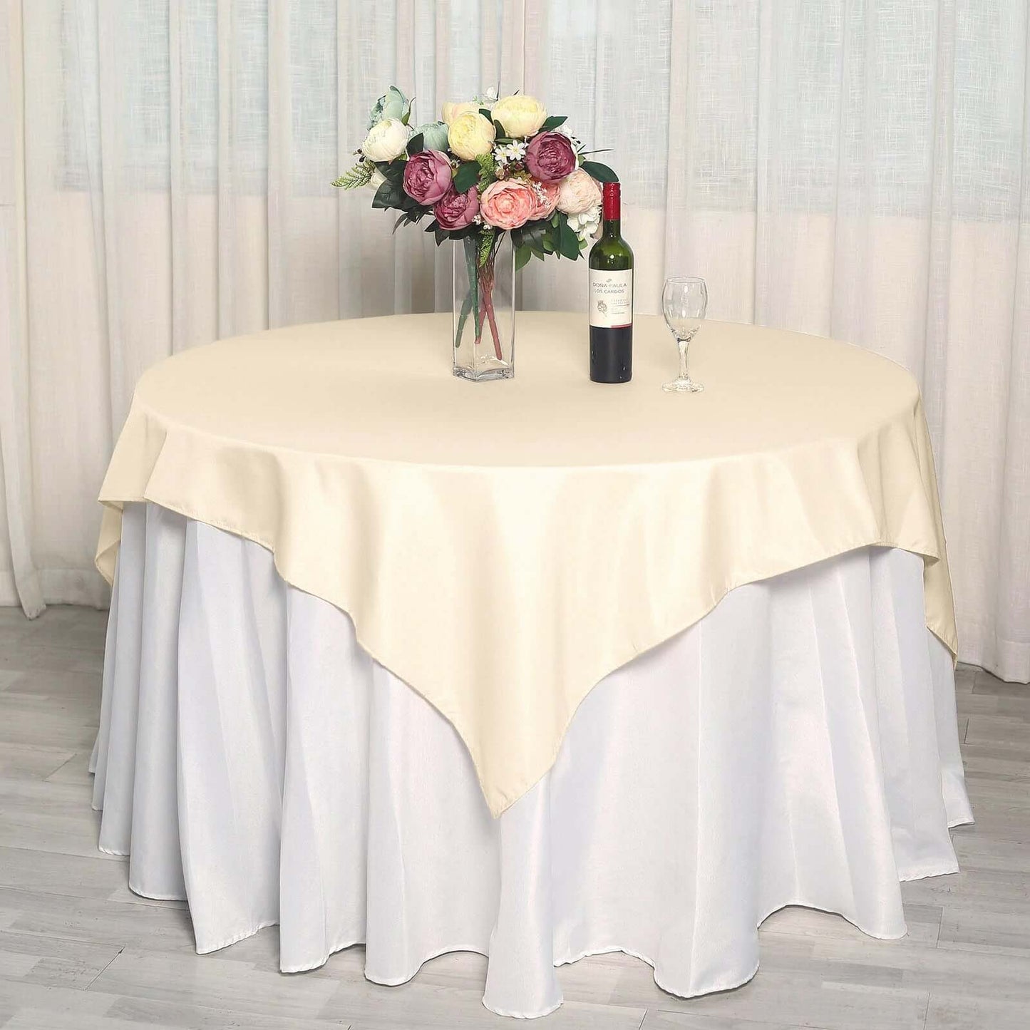 Polyester Square 70"x70" Tablecloth Beige - Wrinkle - Resistant & Durable Table Cover - Linen Luxes