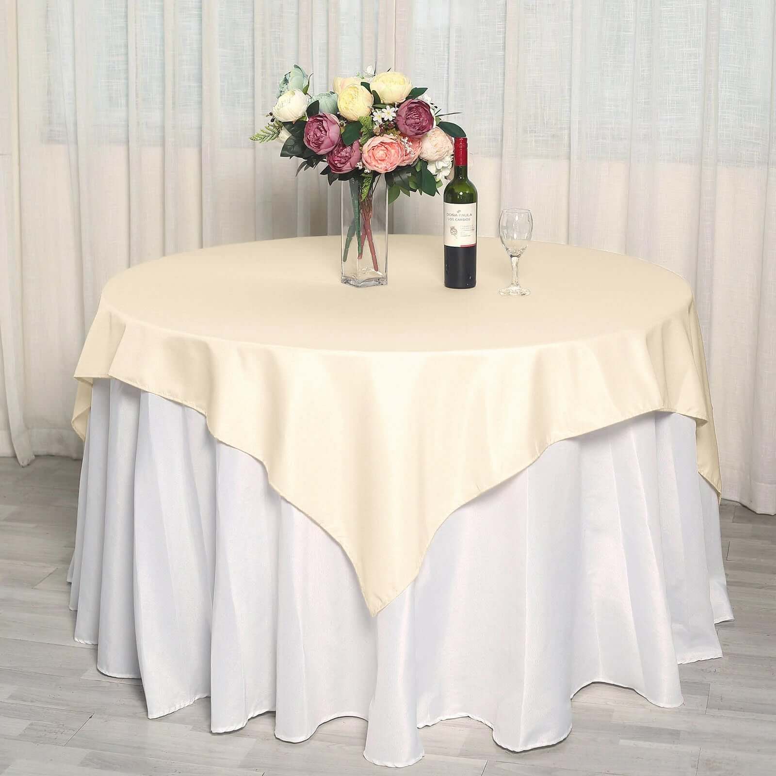 Polyester Square 70"x70" Tablecloth Beige - Wrinkle - Resistant & Durable Table Cover - Linen Luxes