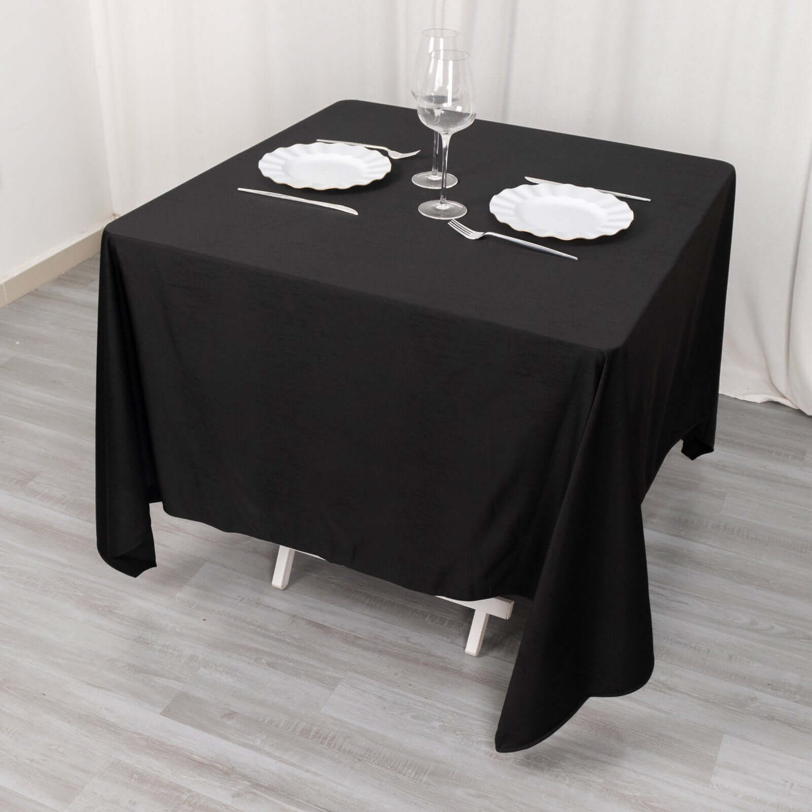 Polyester Square 70"x70" Tablecloth Black - Wrinkle - Resistant & Durable Table Cover for Events - Linen Luxes
