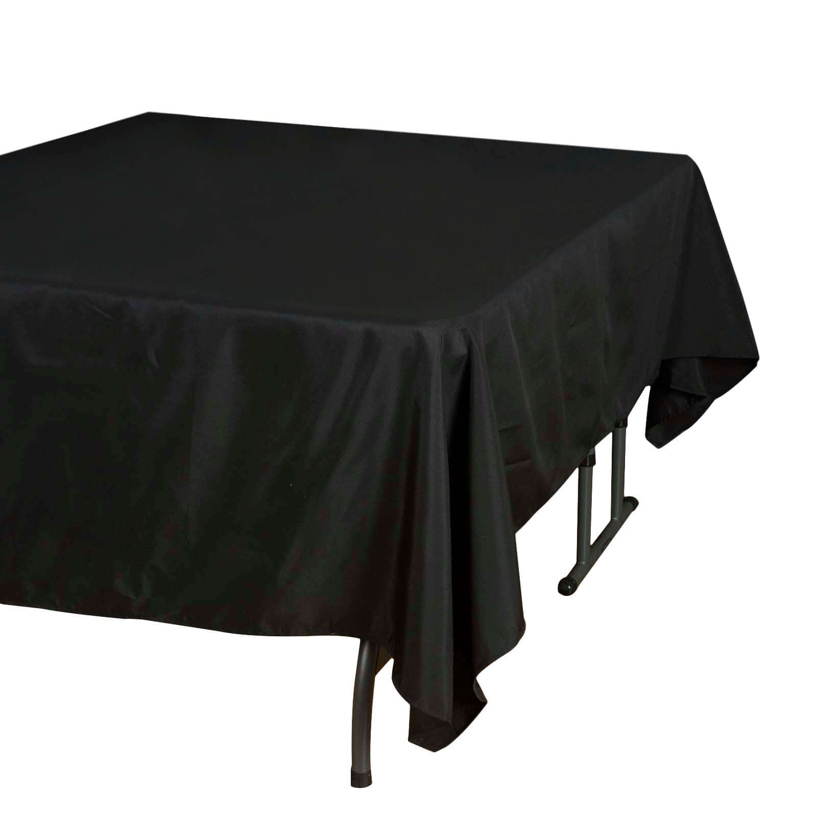 Polyester Square 70"x70" Tablecloth Black - Wrinkle - Resistant & Durable Table Cover for Events - Linen Luxes