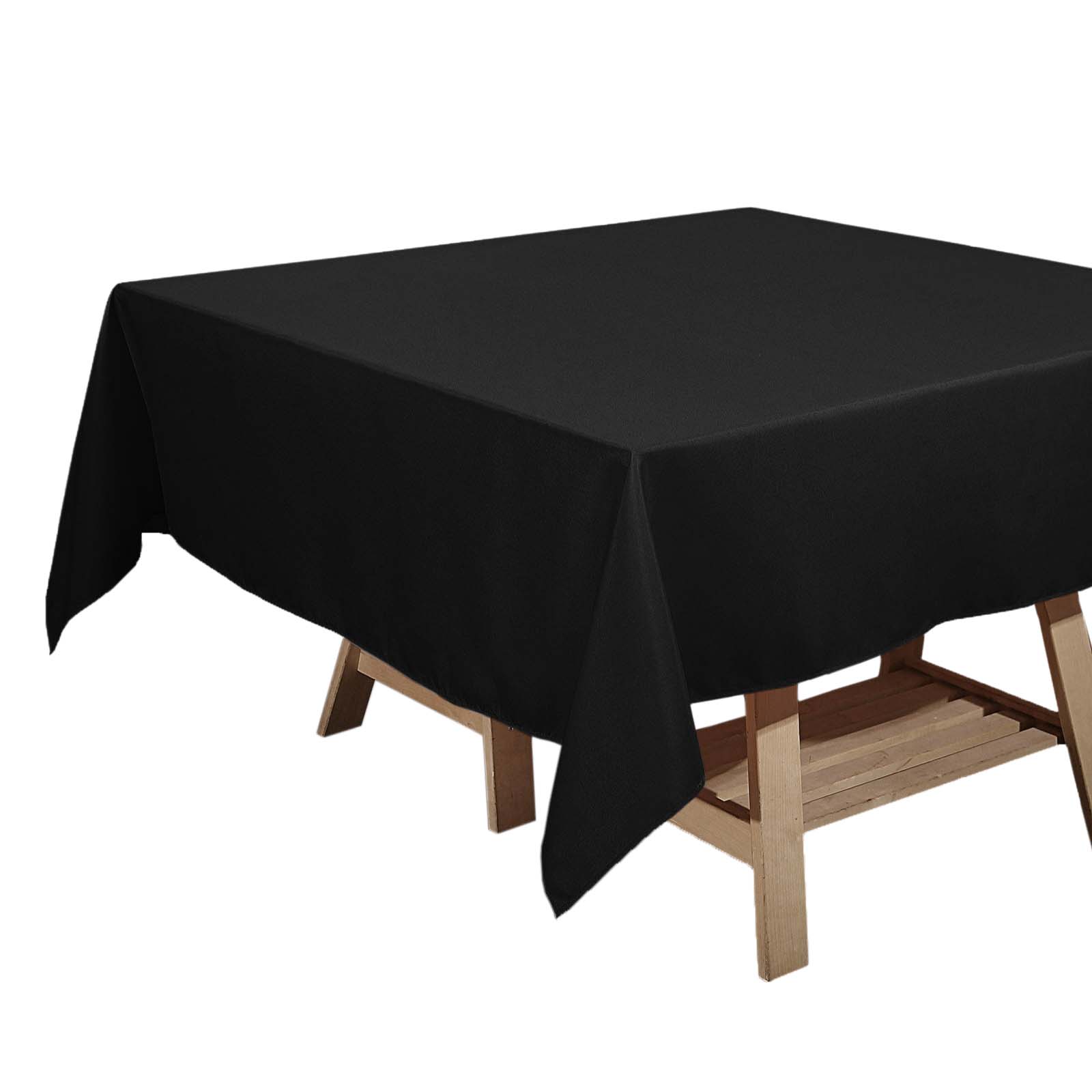 Polyester Square 70"x70" Tablecloth Black - Wrinkle - Resistant & Durable Table Cover for Events - Linen Luxes