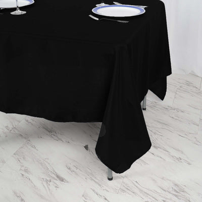 Polyester Square 70"x70" Tablecloth Black - Wrinkle - Resistant & Durable Table Cover for Events - Linen Luxes