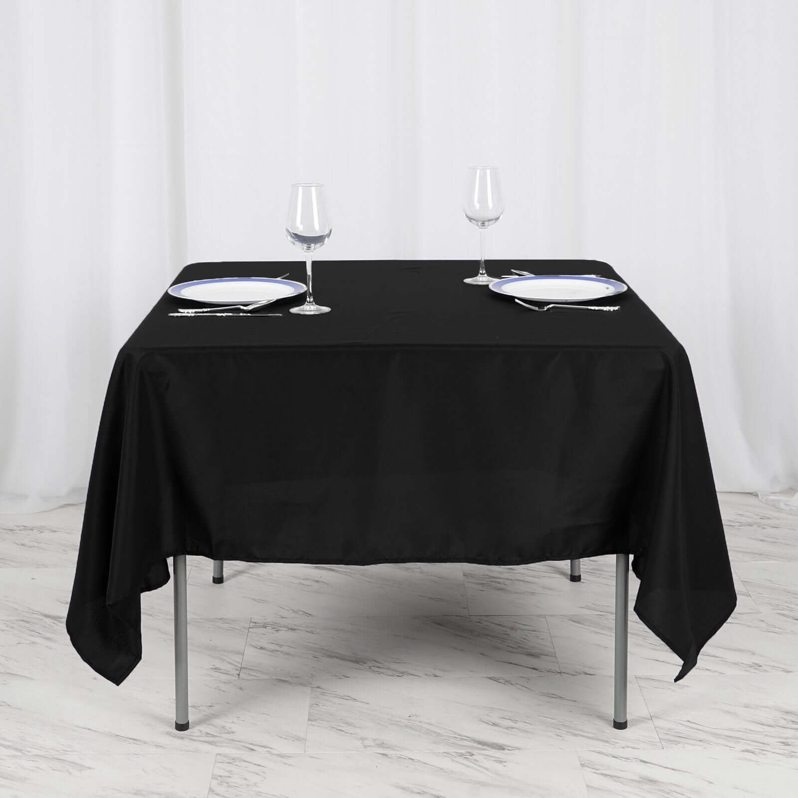 Polyester Square 70"x70" Tablecloth Black - Wrinkle - Resistant & Durable Table Cover for Events - Linen Luxes