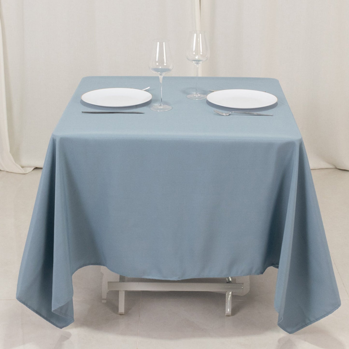 Polyester Square 70"x70" Tablecloth Dusty Blue - Wrinkle - Resistant & Durable Table Cover - Linen Luxes