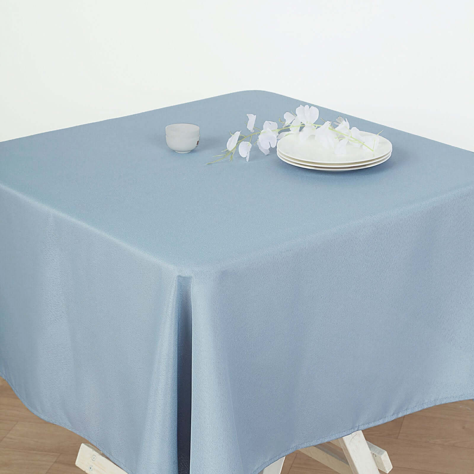 Polyester Square 70"x70" Tablecloth Dusty Blue - Wrinkle - Resistant & Durable Table Cover - Linen Luxes