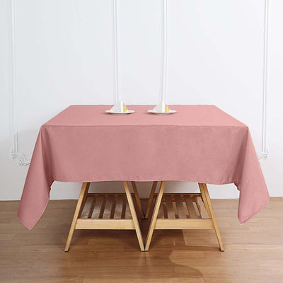 Polyester Square 70"x70" Tablecloth Dusty Rose - Wrinkle - Resistant & Durable Table Cover - Linen Luxes