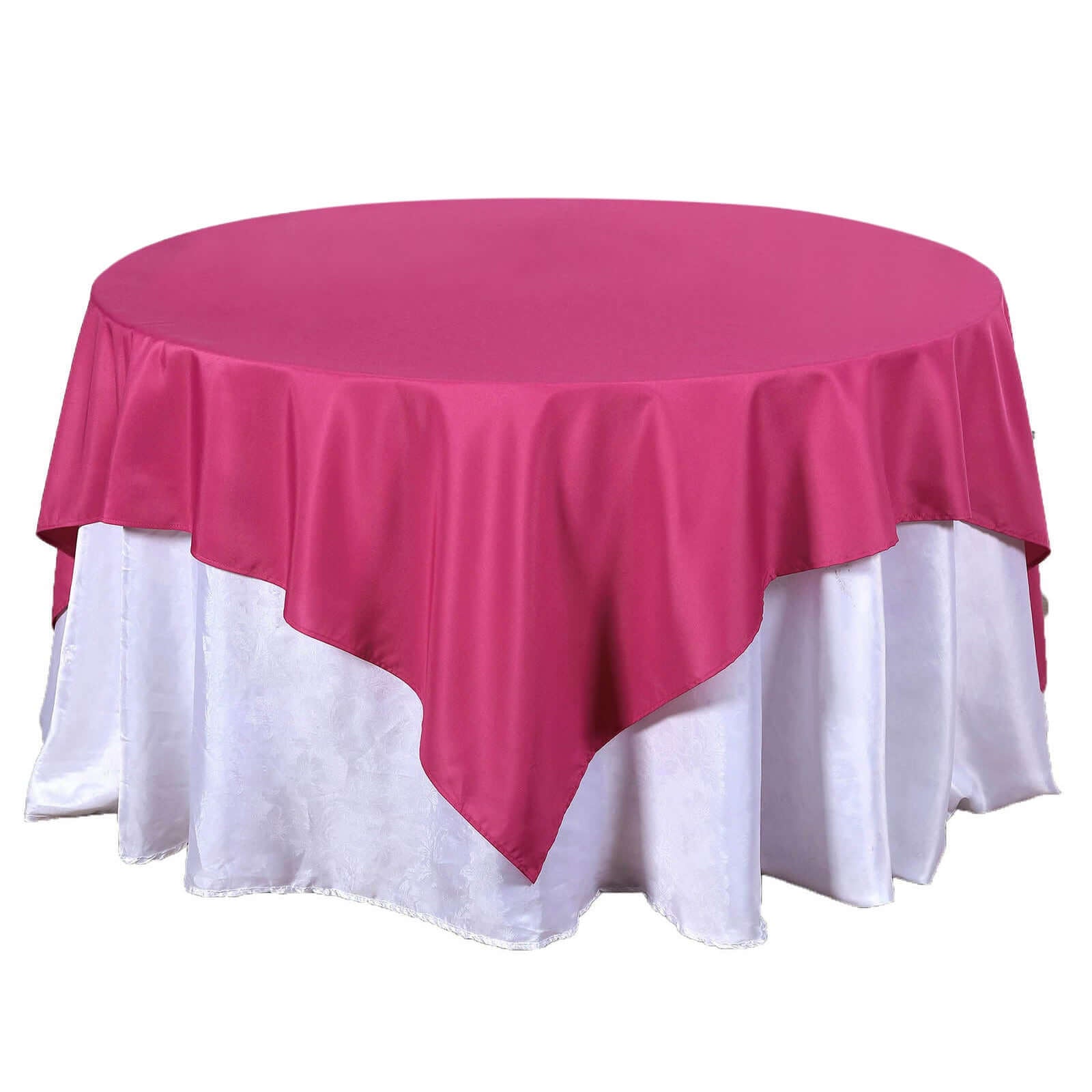 Polyester Square 70"x70" Tablecloth Fuchsia - Wrinkle - Resistant & Durable Table Cover - Linen Luxes