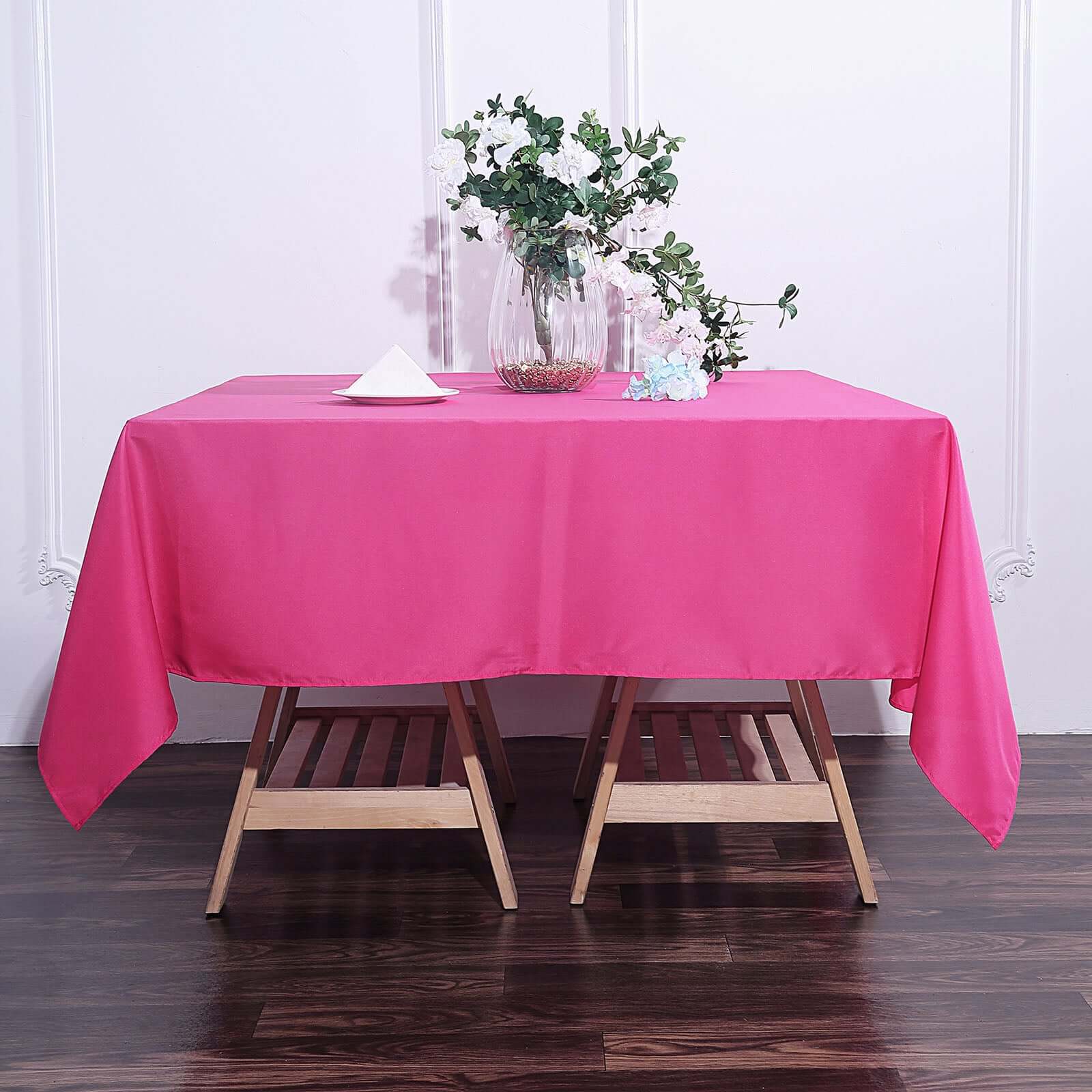 Polyester Square 70"x70" Tablecloth Fuchsia - Wrinkle - Resistant & Durable Table Cover - Linen Luxes