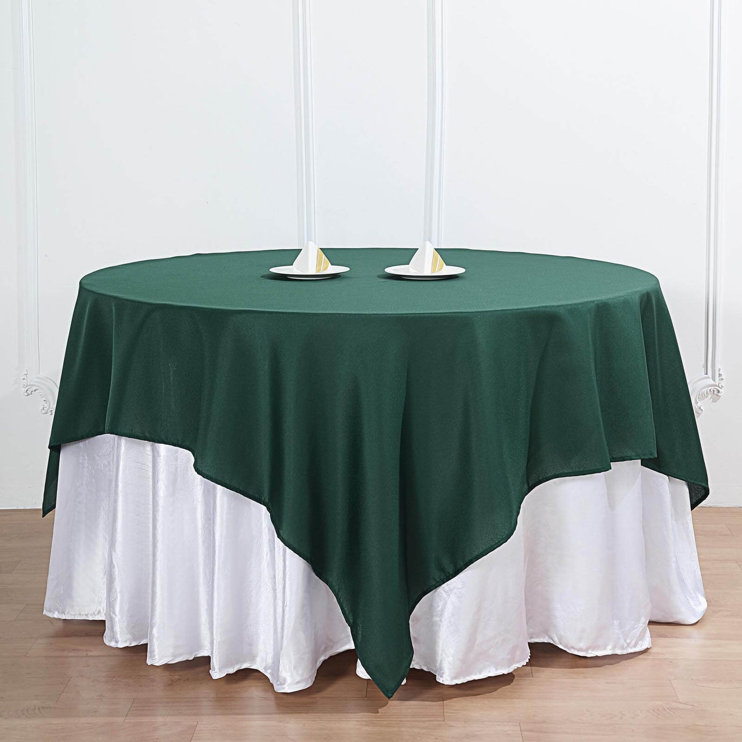 Polyester Square 70"x70" Tablecloth Hunter Emerald Green - Wrinkle - Resistant & Durable Table Cover - Linen Luxes