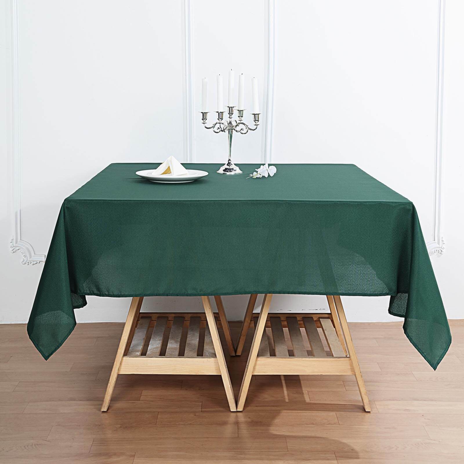 Polyester Square 70"x70" Tablecloth Hunter Emerald Green - Wrinkle - Resistant & Durable Table Cover - Linen Luxes