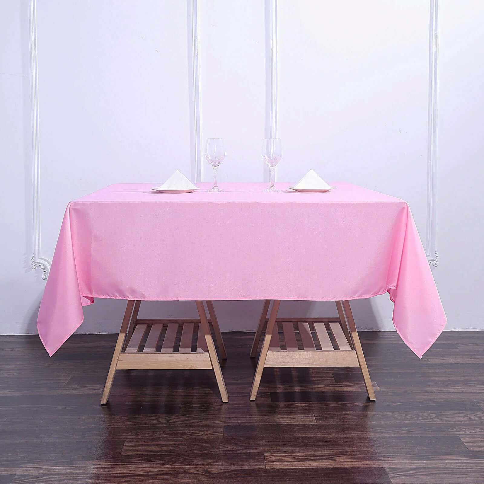 Polyester Square 70"x70" Tablecloth Pink - Wrinkle - Resistant & Durable Table Cover - Linen Luxes