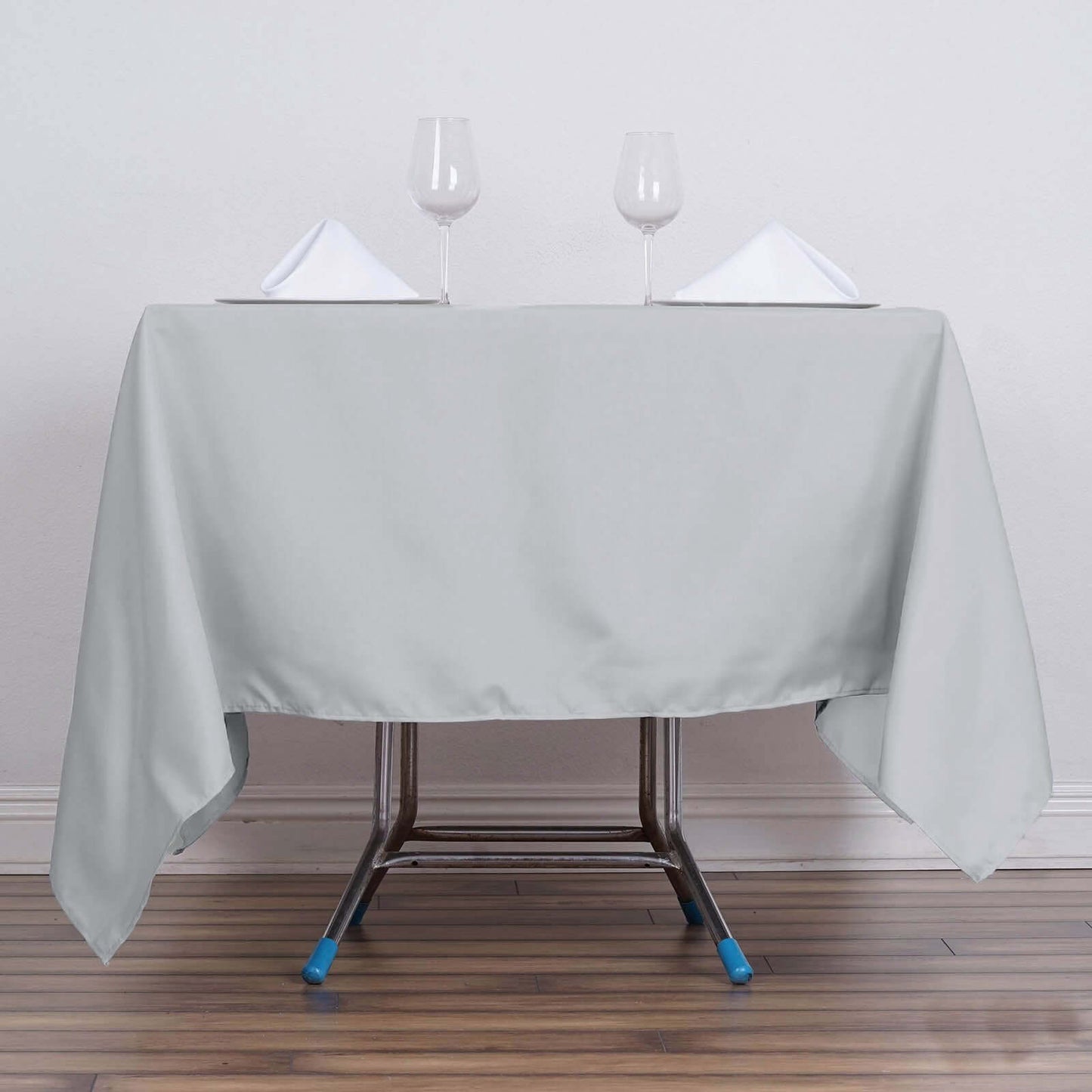 Polyester Square 70"x70" Tablecloth Silver - Wrinkle - Resistant & Durable Table Cover - Linen Luxes