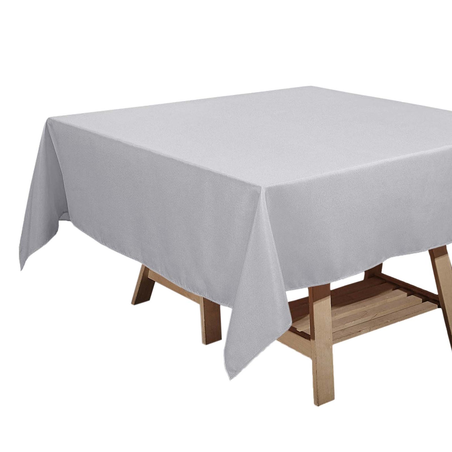 Polyester Square 70"x70" Tablecloth Silver - Wrinkle - Resistant & Durable Table Cover - Linen Luxes