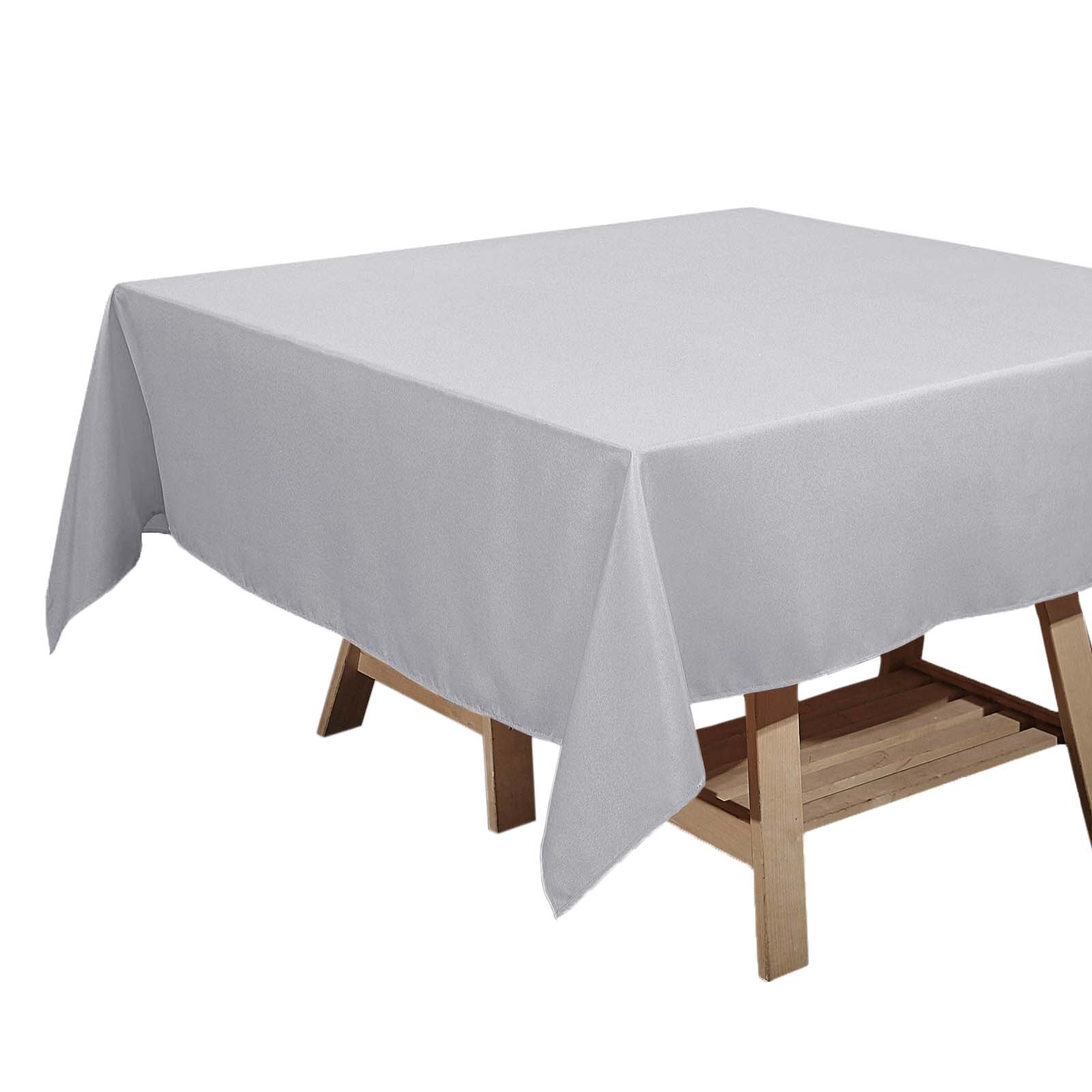 Polyester Square 70"x70" Tablecloth Silver - Wrinkle - Resistant & Durable Table Cover - Linen Luxes