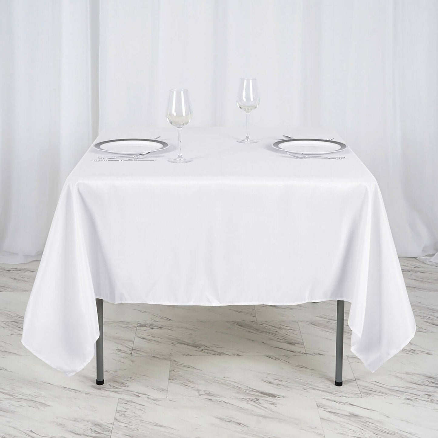 Polyester Square 70"x70" Tablecloth White - Wrinkle - Resistant & Durable Table Cover for Events - Linen Luxes