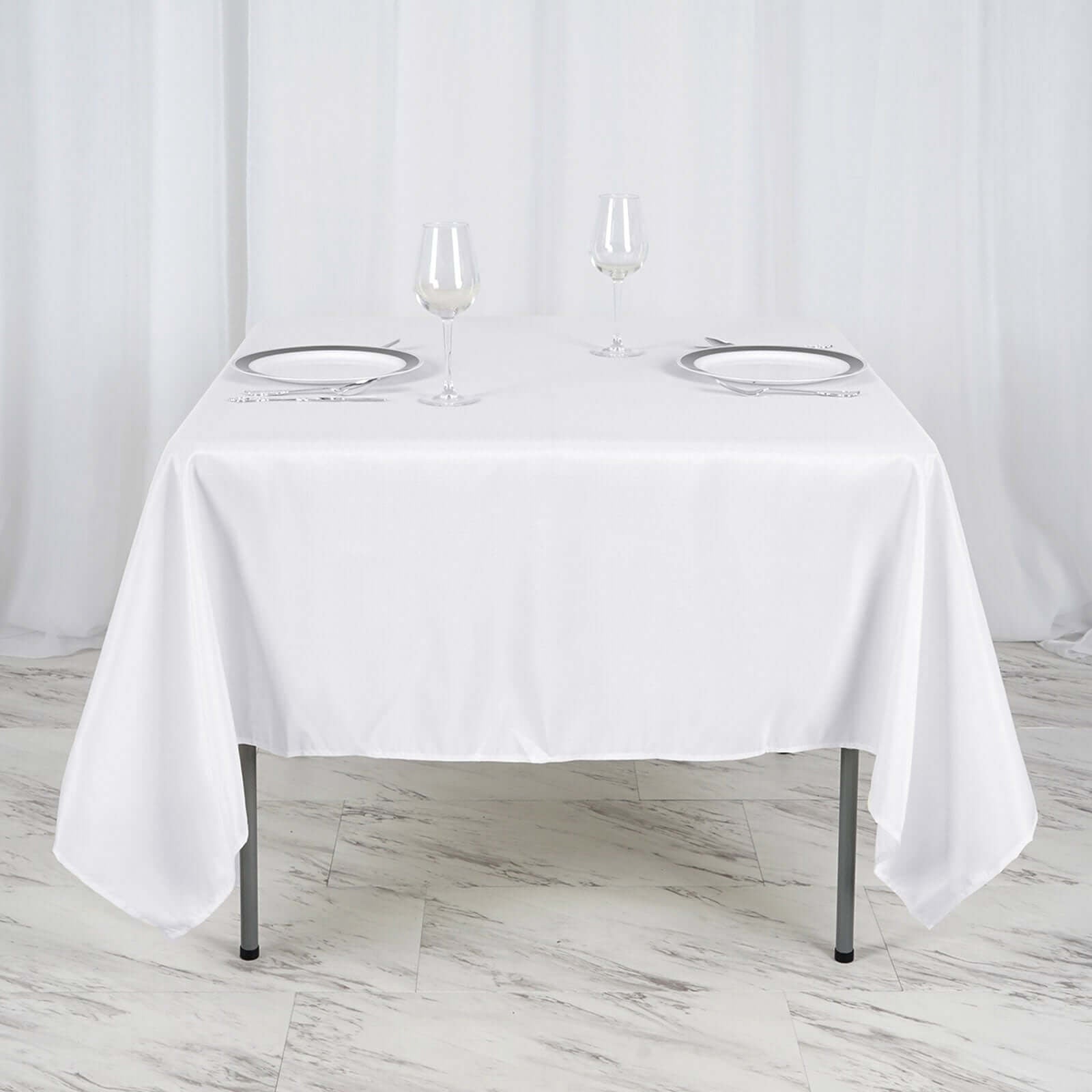 Polyester Square 70"x70" Tablecloth White - Wrinkle - Resistant & Durable Table Cover for Events - Linen Luxes