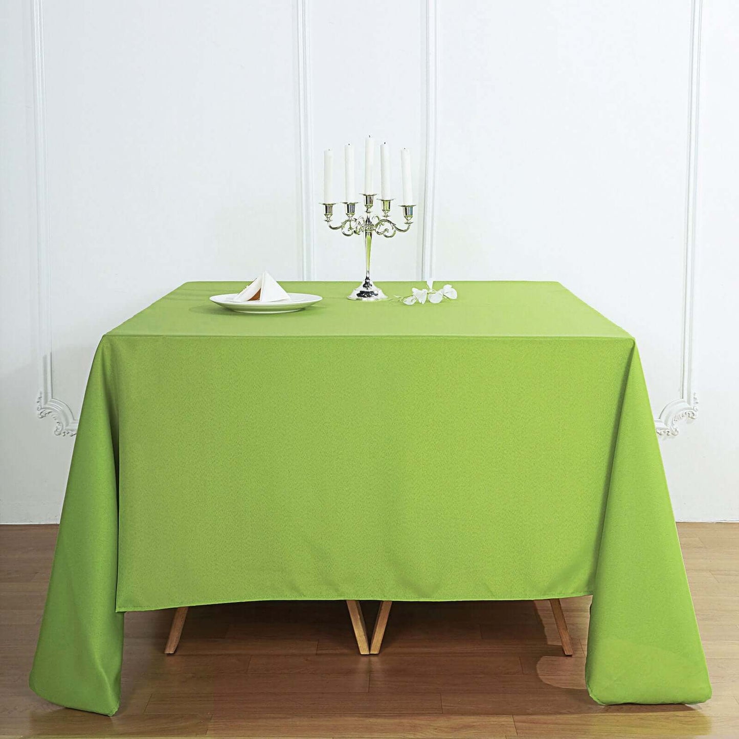 Polyester Square 90"x90" Tablecloth Apple Green - Wrinkle - Resistant & Durable Table Cover - Linen Luxes