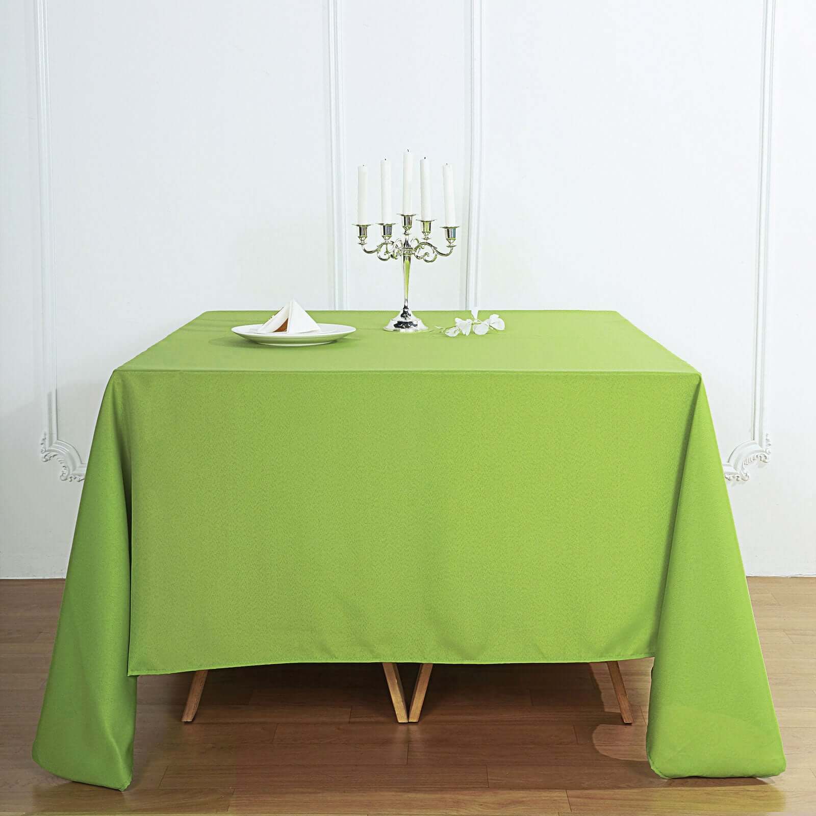 Polyester Square 90"x90" Tablecloth Apple Green - Wrinkle - Resistant & Durable Table Cover - Linen Luxes