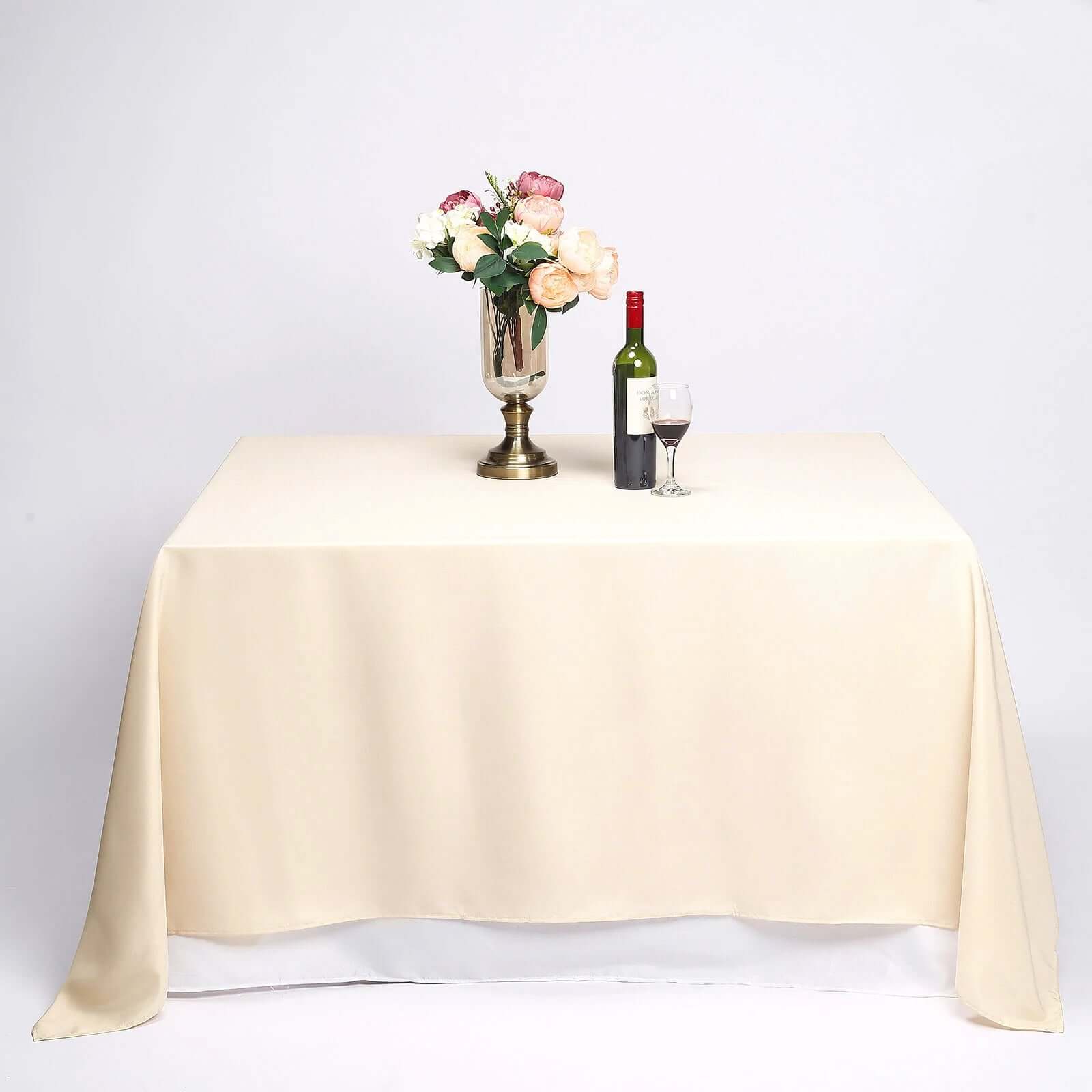 Polyester Square 90"x90" Tablecloth Beige - Wrinkle - Resistant & Durable Table Cover - Linen Luxes