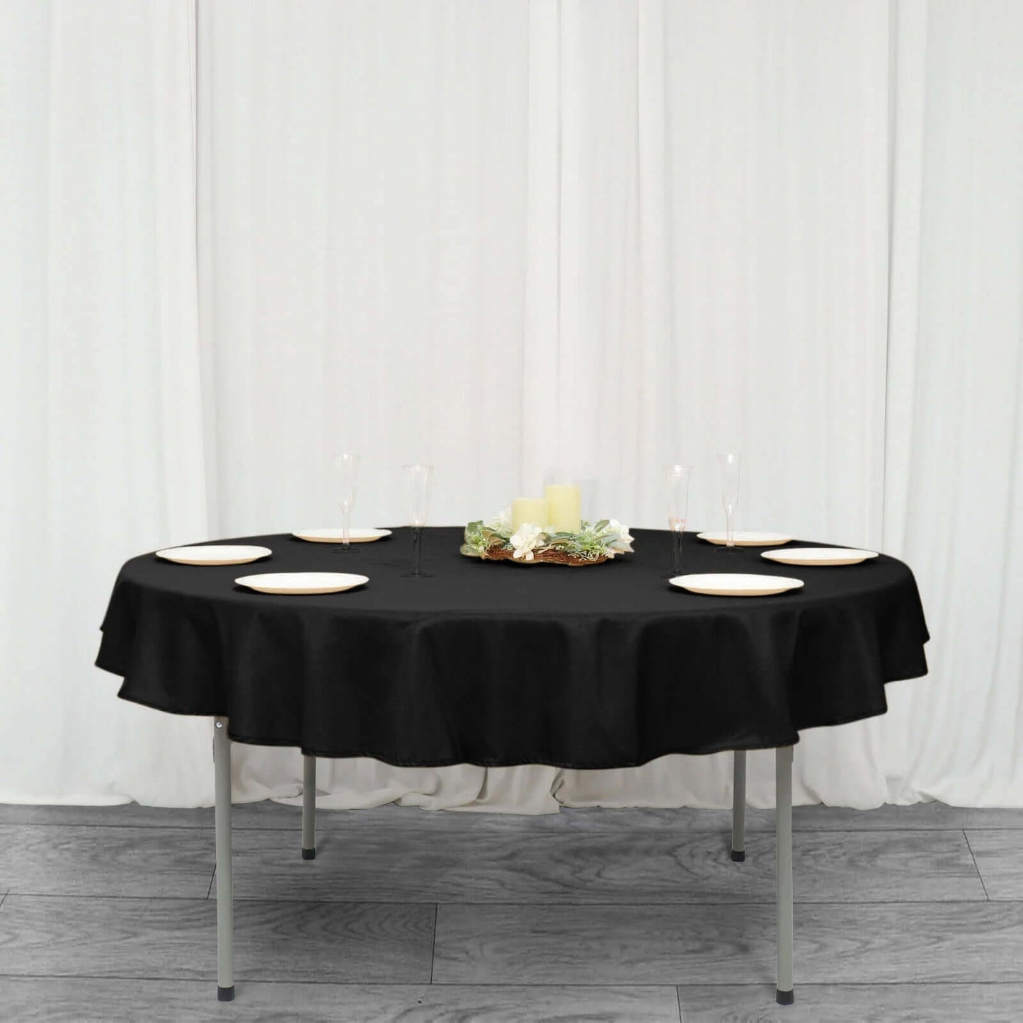 Polyester Square 90"x90" Tablecloth Black - Wrinkle - Resistant & Durable Table Cover for Events - Linen Luxes
