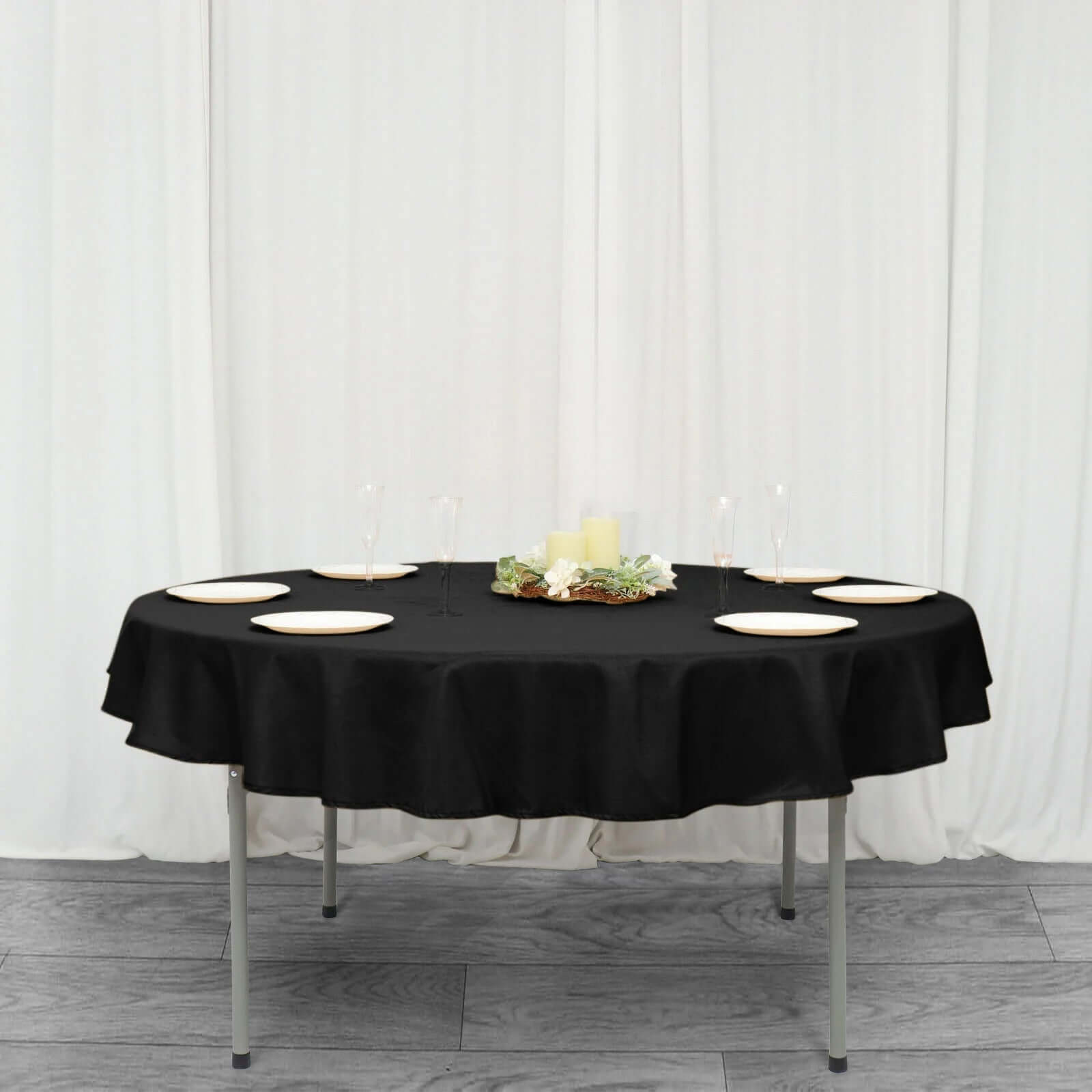 Polyester Square 90"x90" Tablecloth Black - Wrinkle - Resistant & Durable Table Cover for Events - Linen Luxes