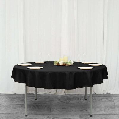 Polyester Square 90"x90" Tablecloth Black - Wrinkle - Resistant & Durable Table Cover for Events - Linen Luxes