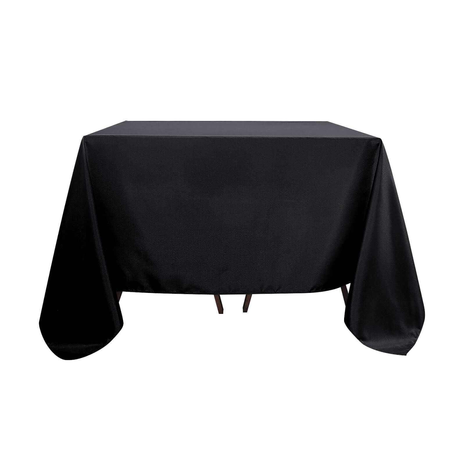 Polyester Square 90"x90" Tablecloth Black - Wrinkle - Resistant & Durable Table Cover for Events - Linen Luxes