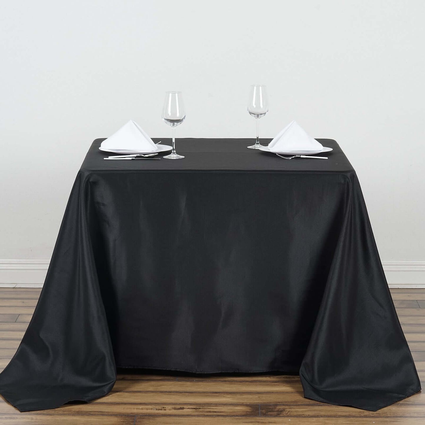 Polyester Square 90"x90" Tablecloth Black - Wrinkle - Resistant & Durable Table Cover for Events - Linen Luxes