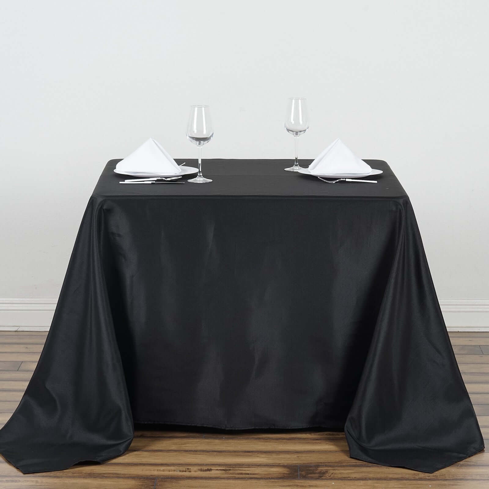 Polyester Square 90"x90" Tablecloth Black - Wrinkle - Resistant & Durable Table Cover for Events - Linen Luxes